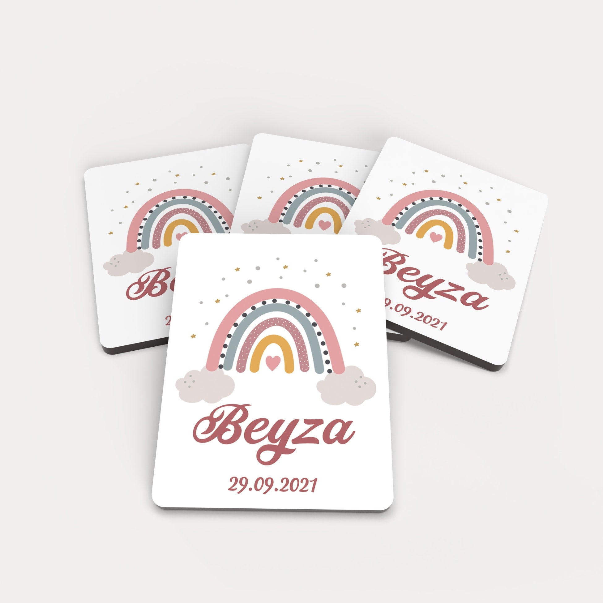 Gökkuşağı Desenli Ahşap Magnet