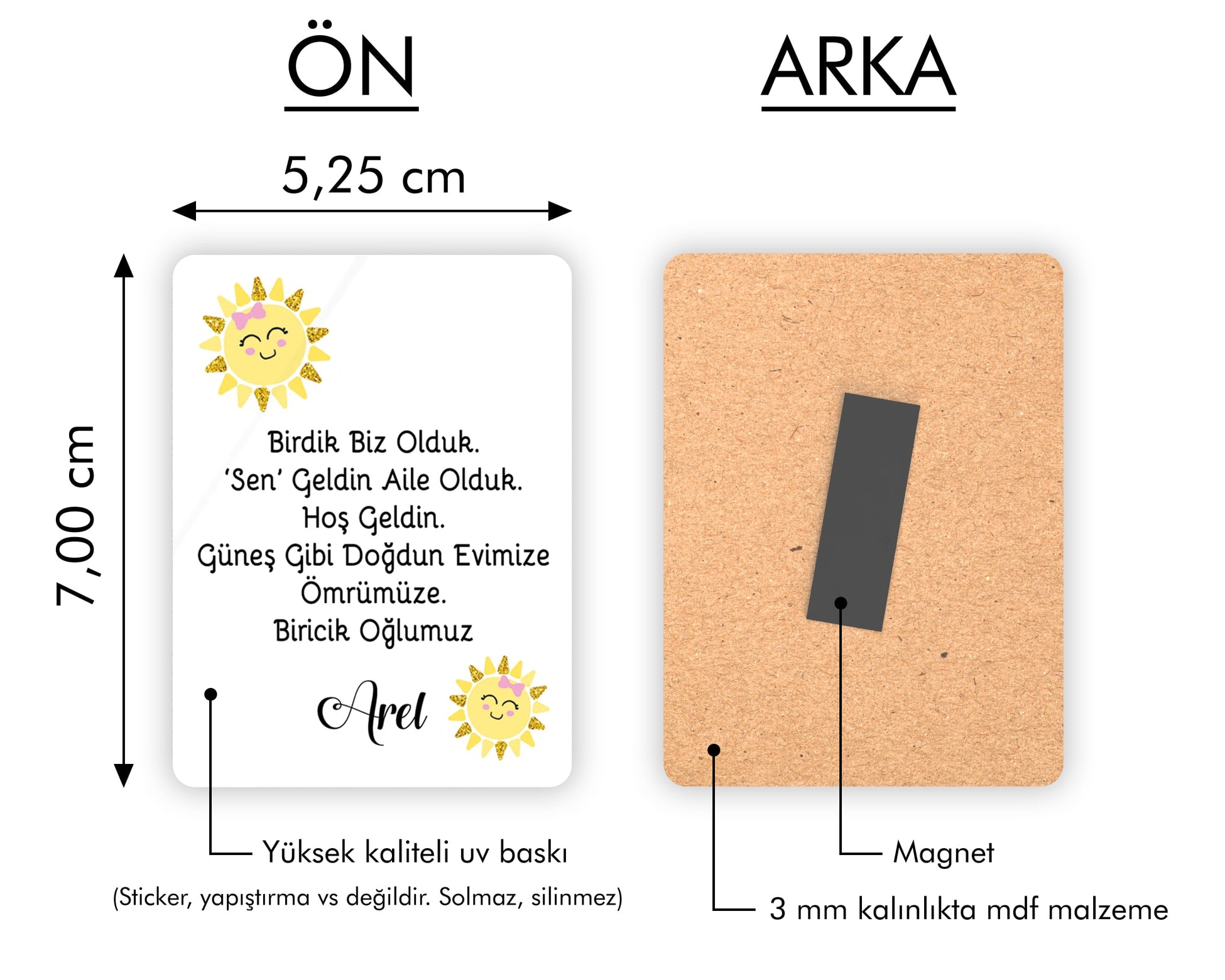 Güneş Temalı Ahşap Magnet