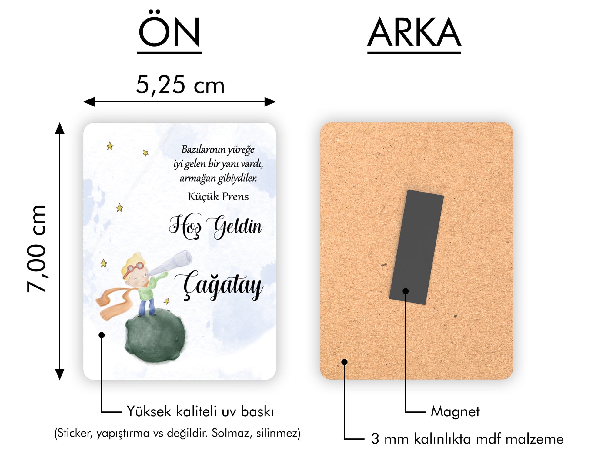 Küçük Prens Desenli Ahşap Magnet