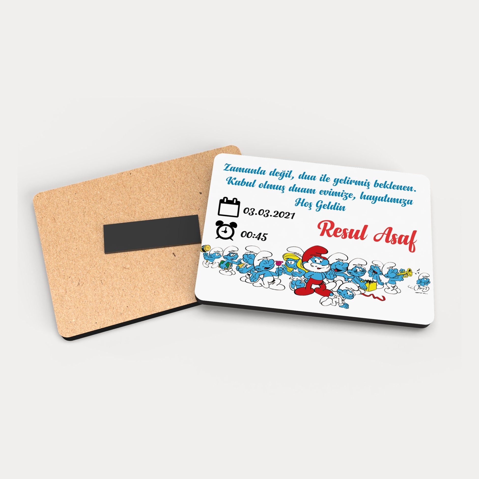 Şirinler Temalı Ahşap Magnet