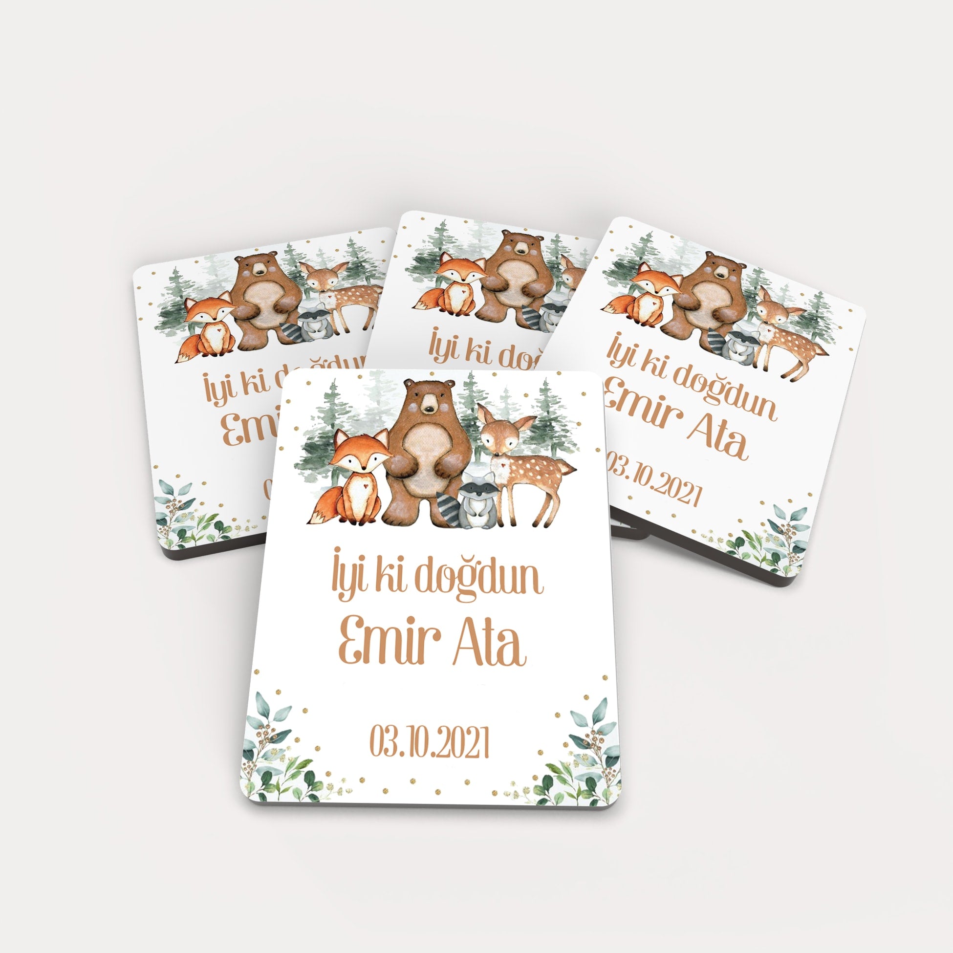 Sevimli Dostlar Temalı Ahşap Magnet