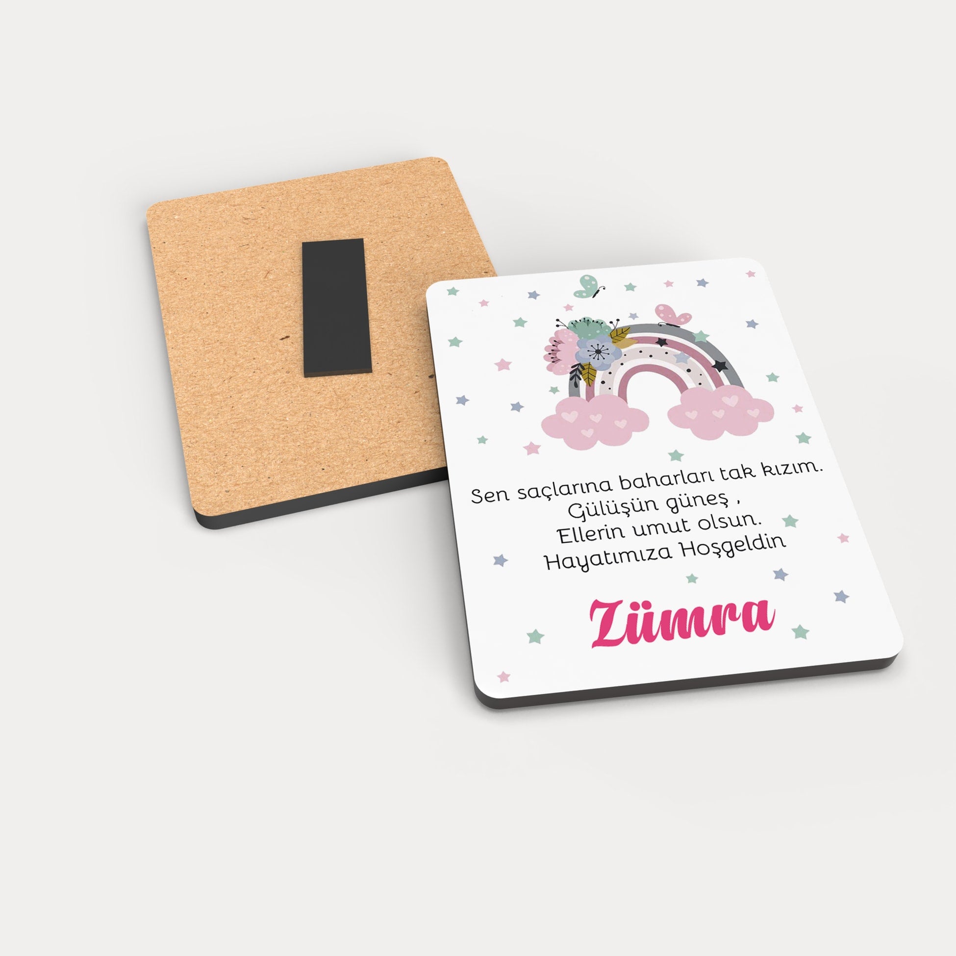 Gökkuşağı Desenli Ahşap Magnet