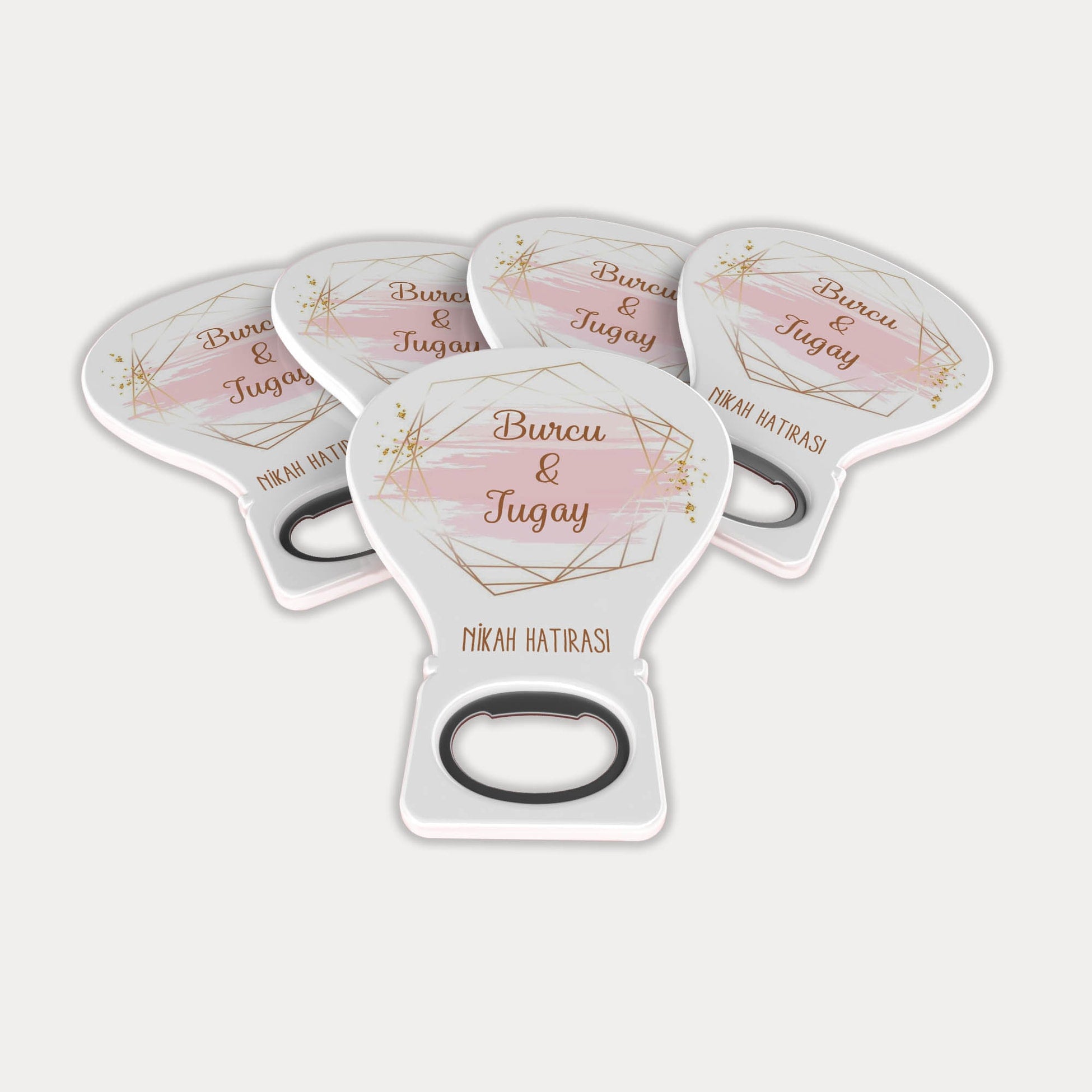 Pembe Gold Çelenk Desenli Balon Açacak Magnet