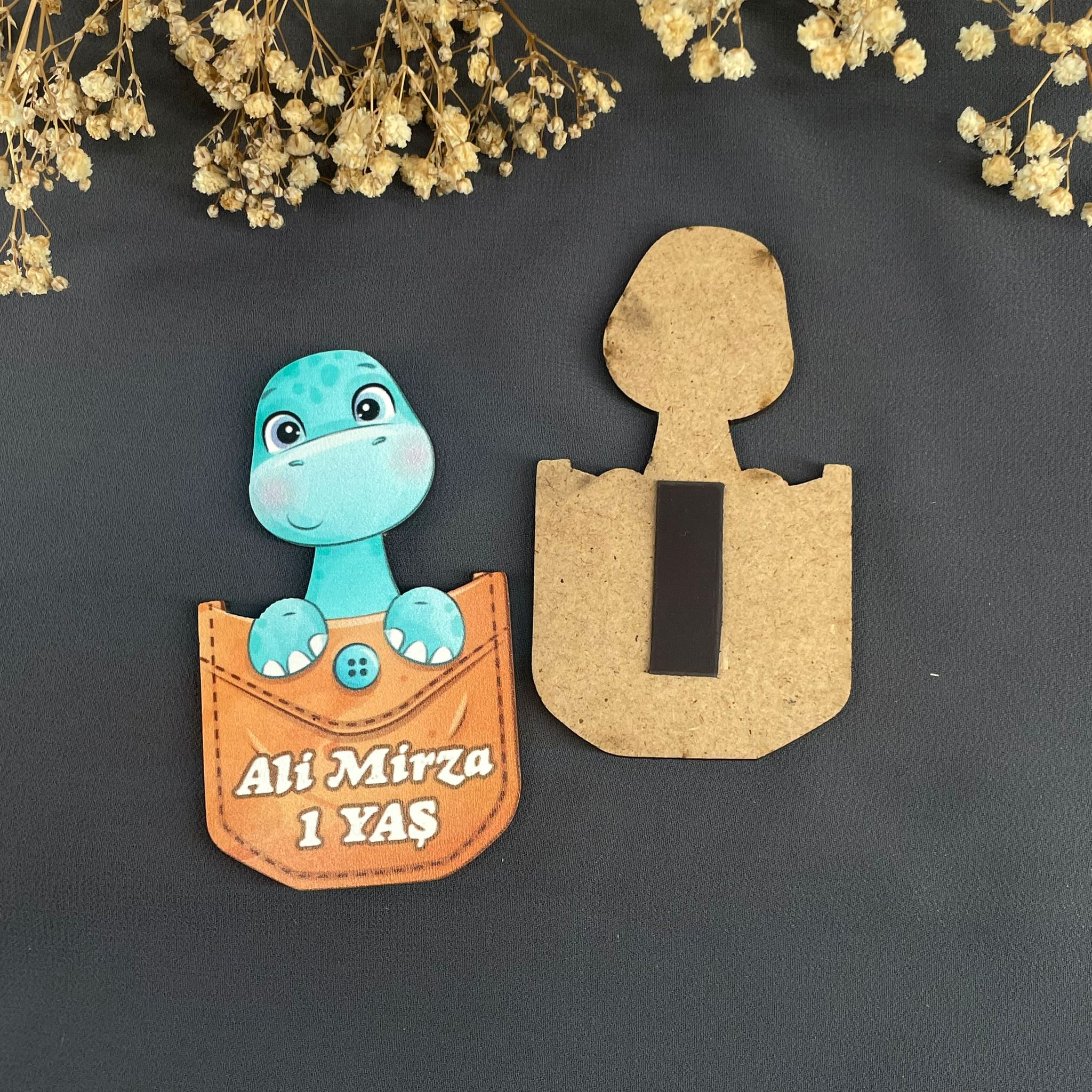 Dinozor Temalı Özel Kesim Ahşap Magnet