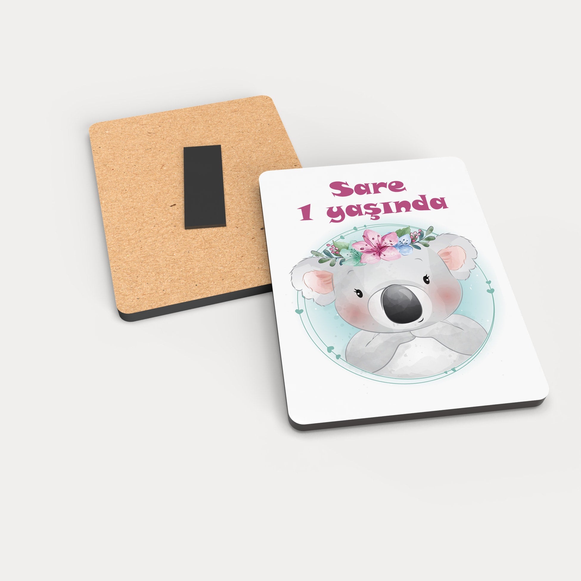 Koala Desenli Ahşap Magnet
