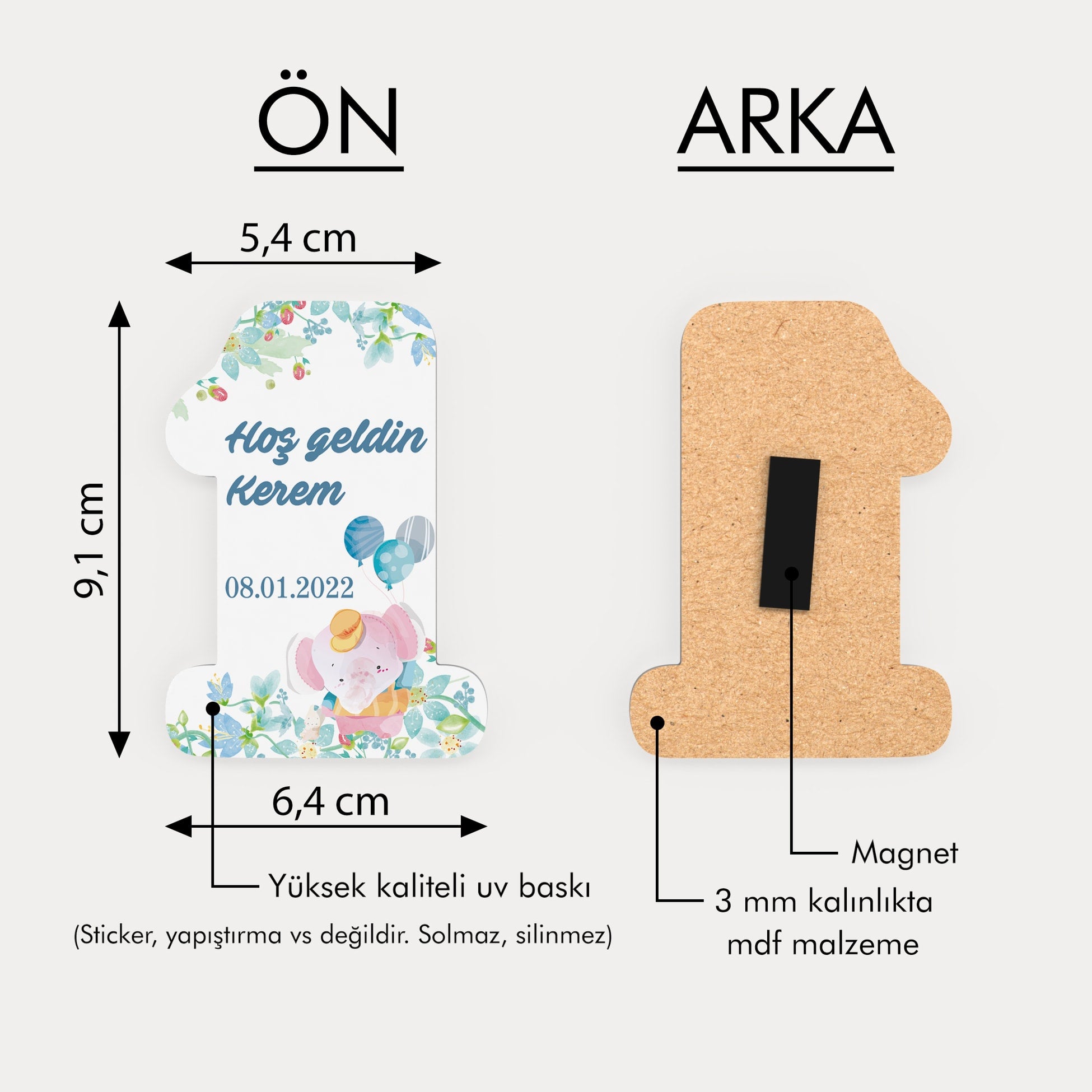 Fil Temalı Ahşap Magnet