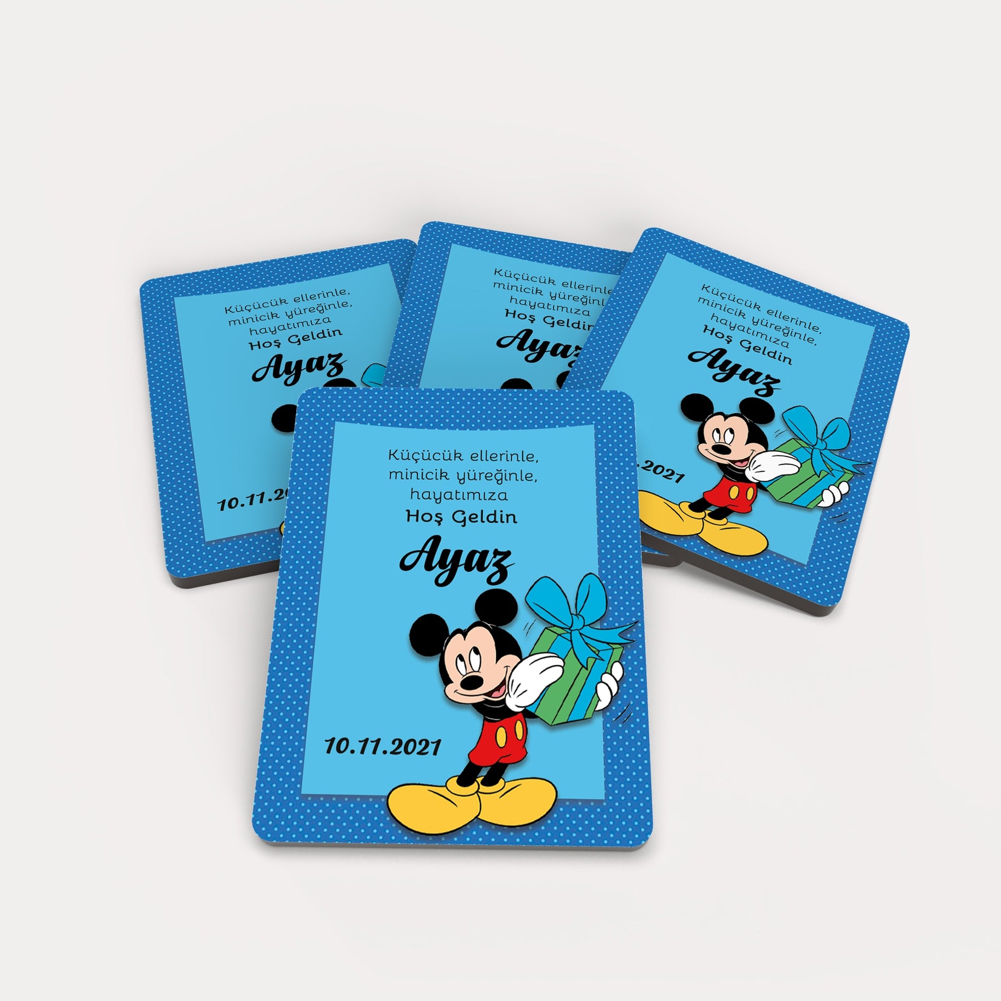 Mickey Mouse Desenli Ahşap Magnet