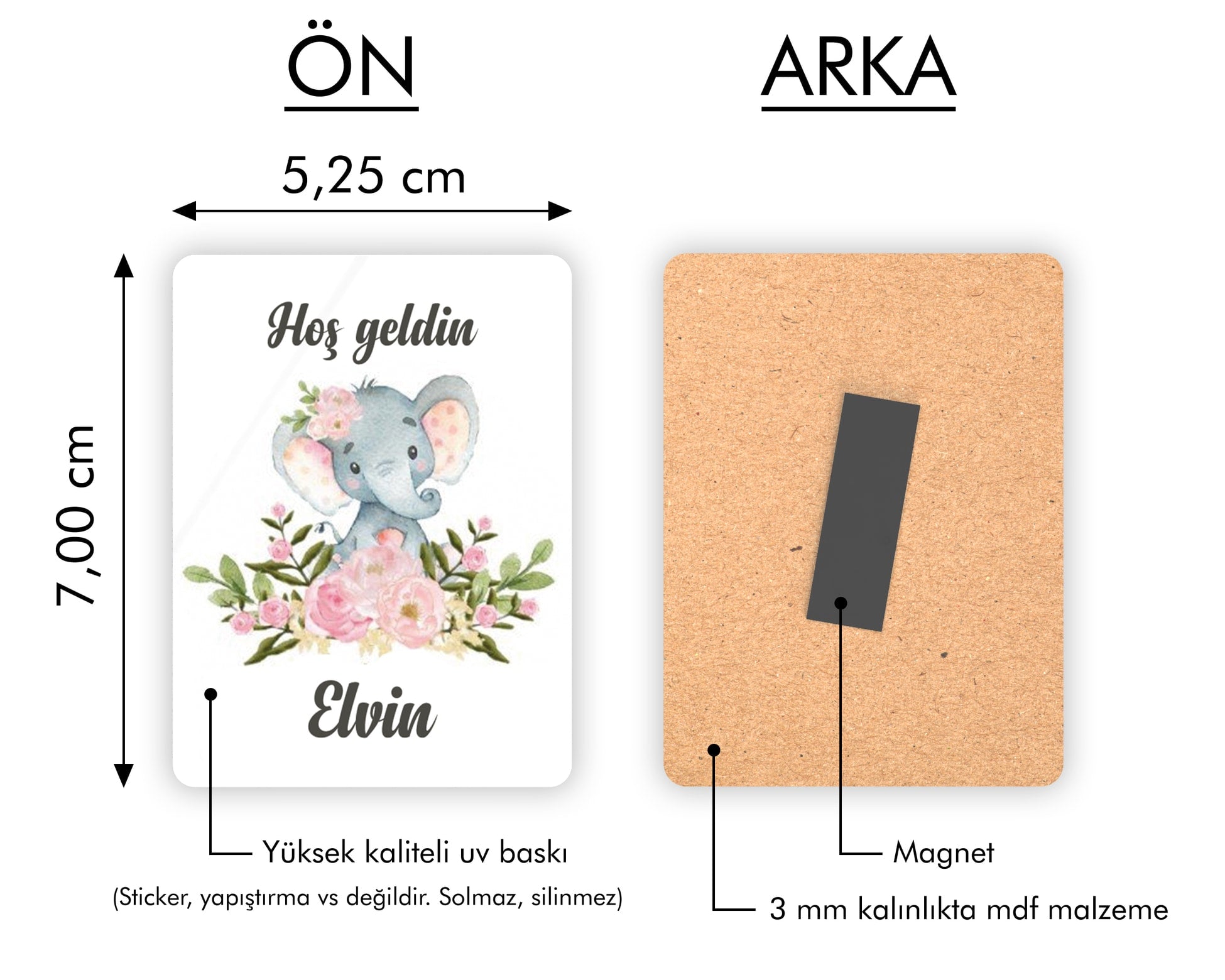 Fil Desenli Ahşap Magnet