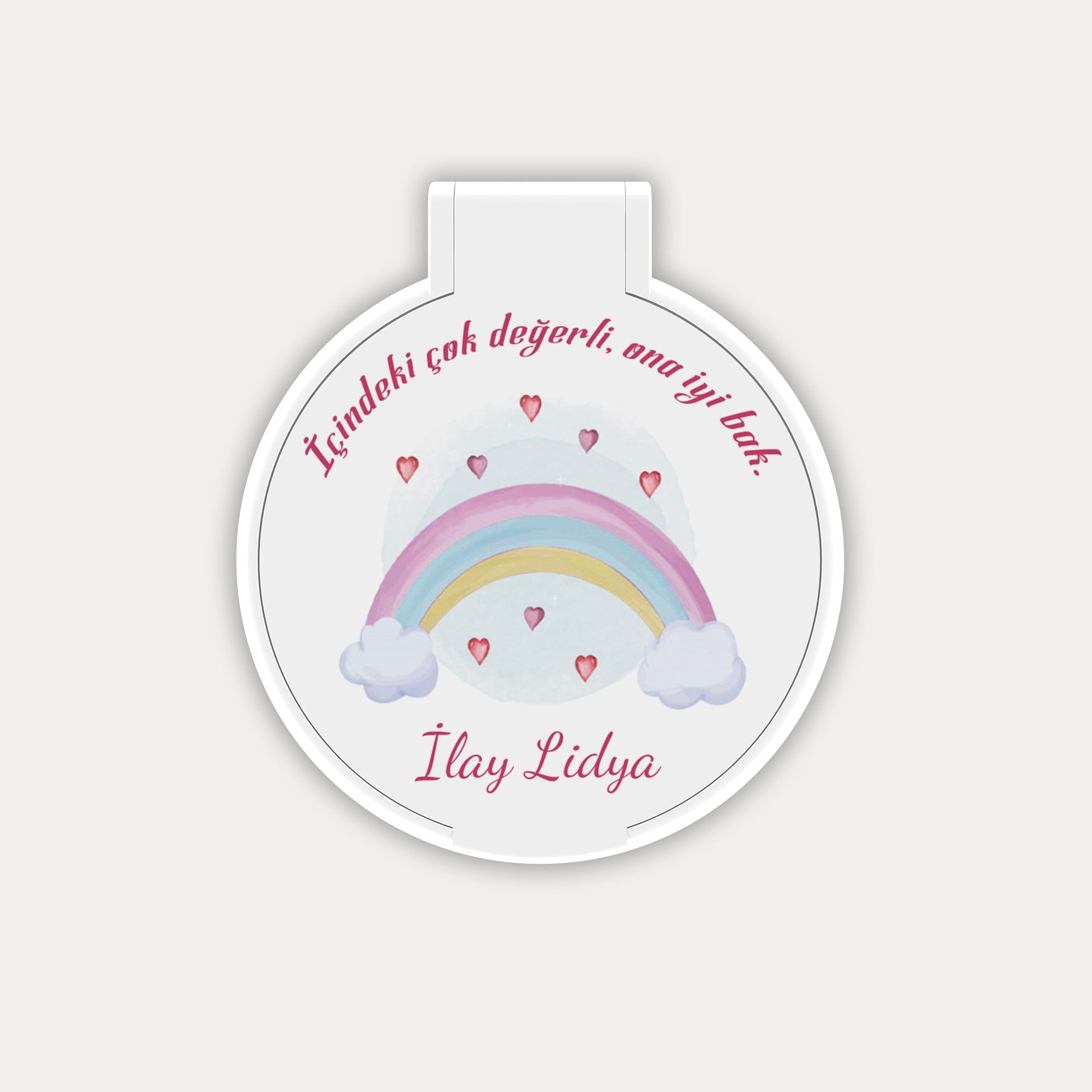 Gökkuşağı Desenli Yuvarlak Ayna