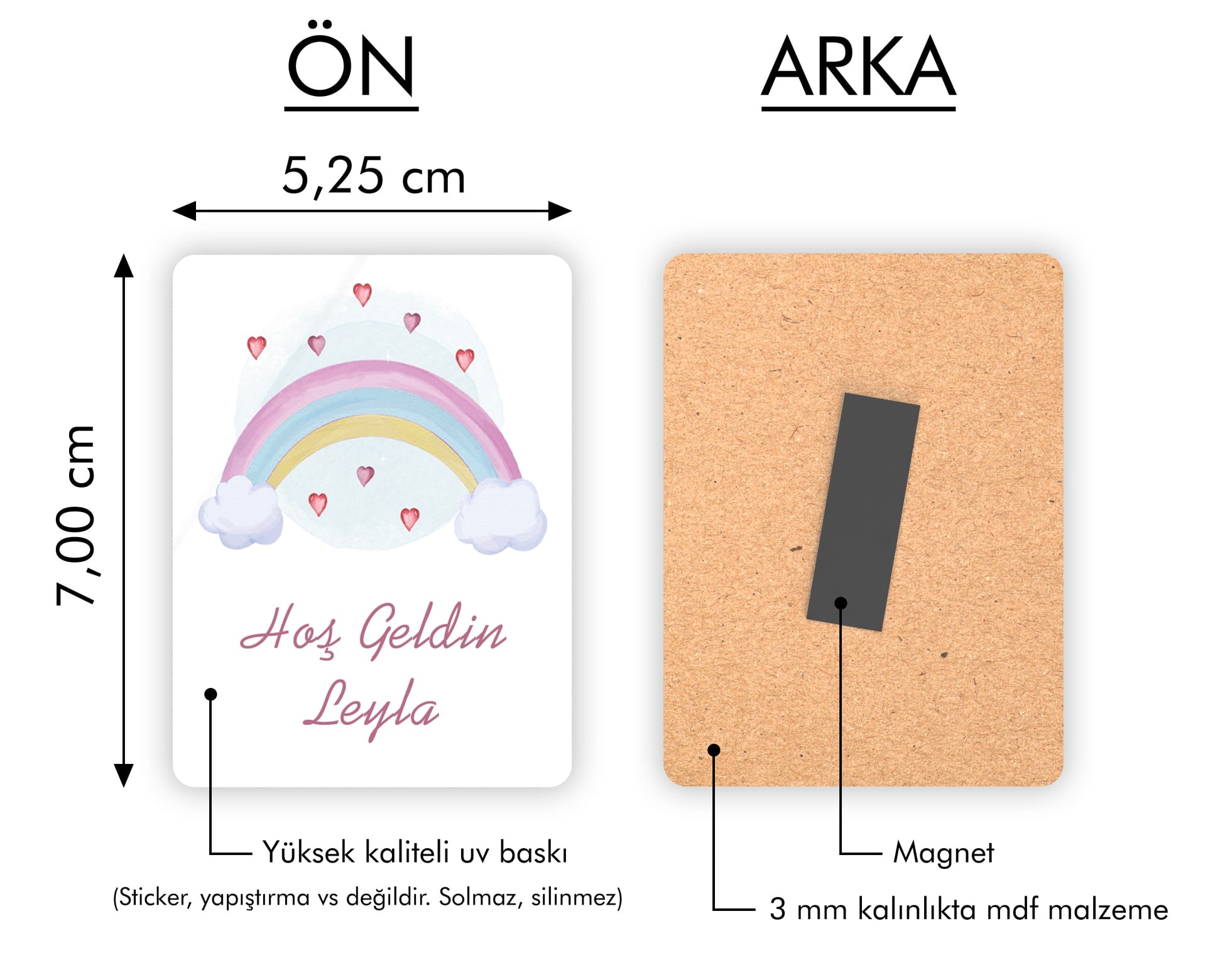 Gökkuşağı Desenli Ahşap Magnet
