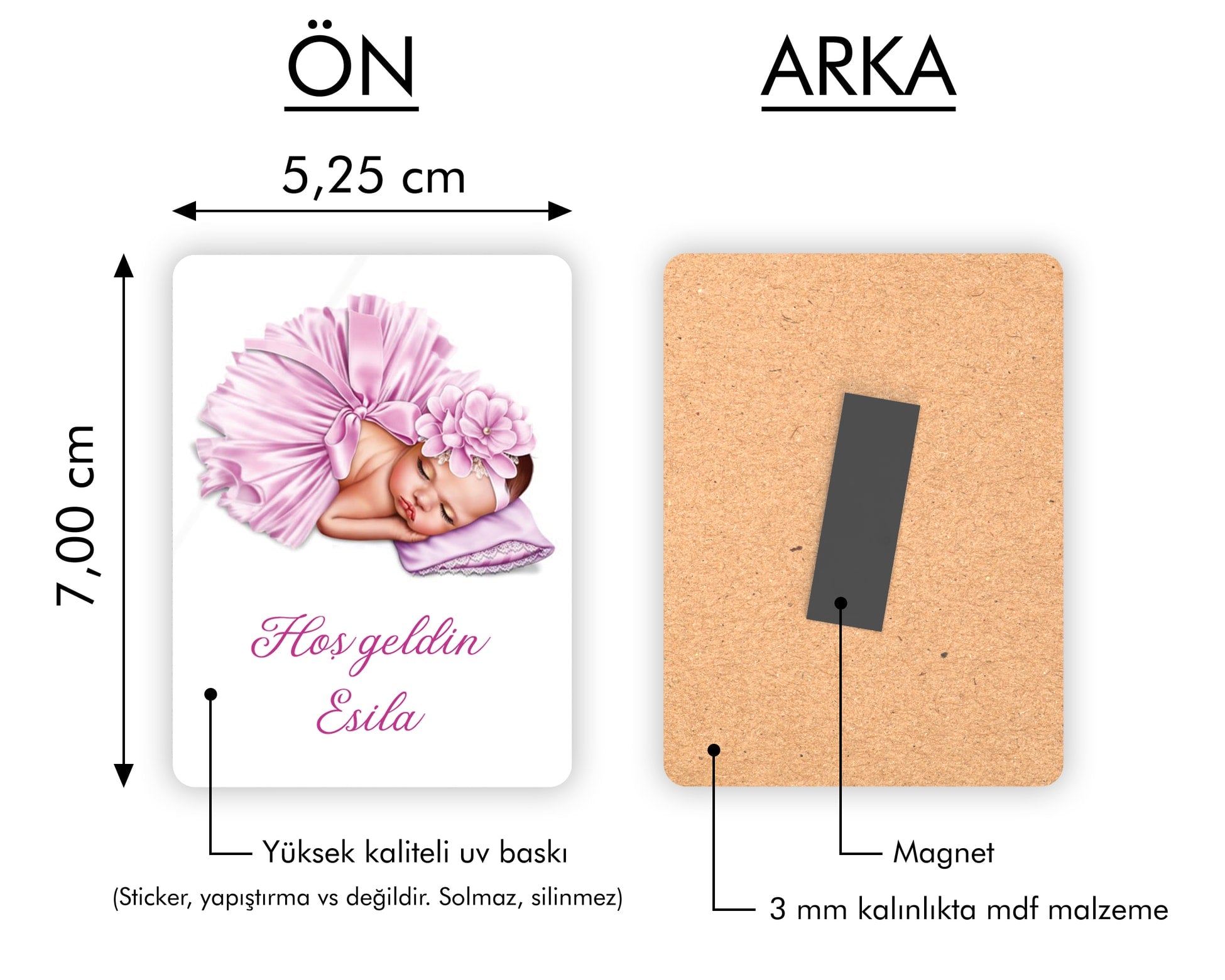 Kız Bebek Temalı Ahşap Magnet