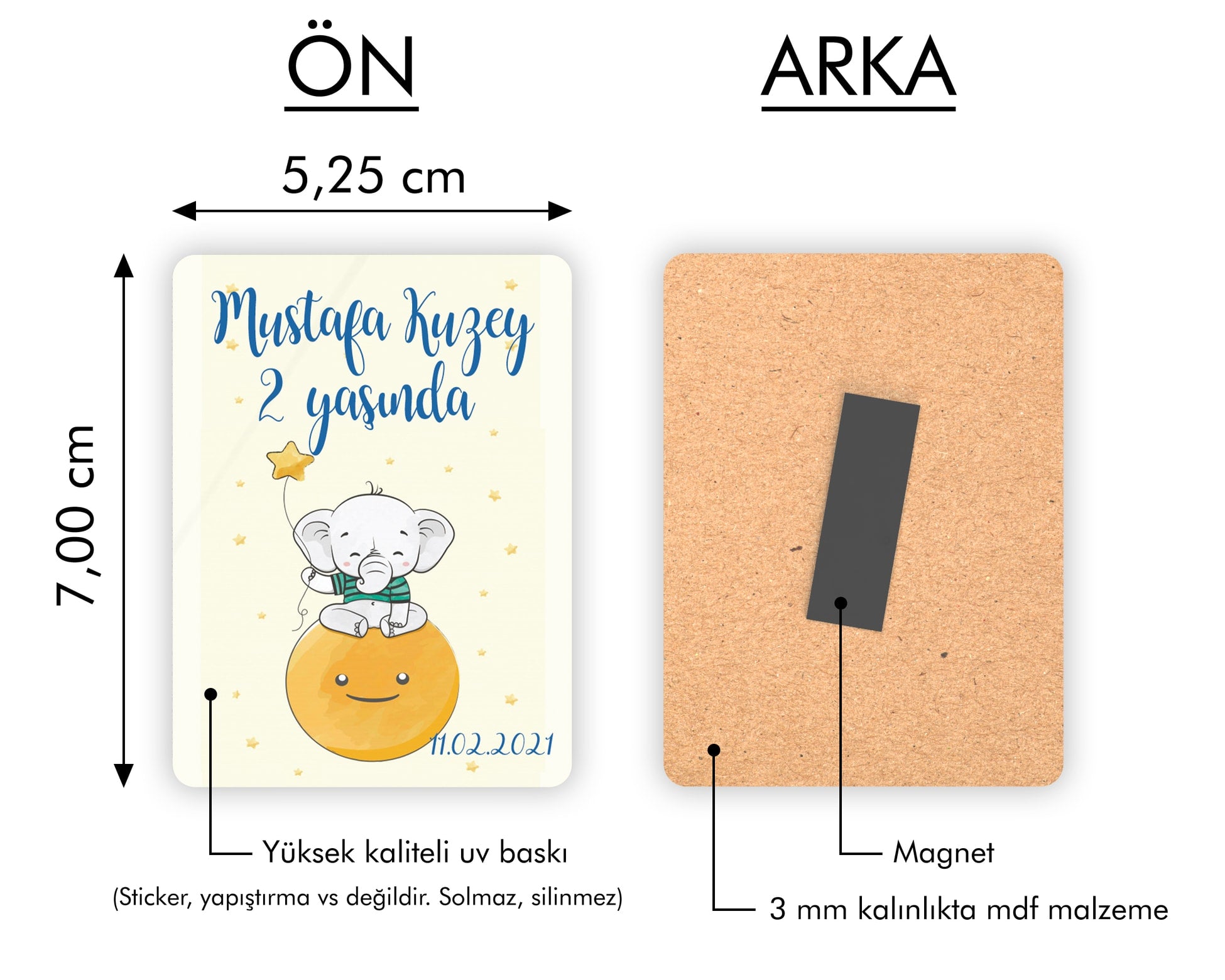 Fil Desenli Ahşap Magnet