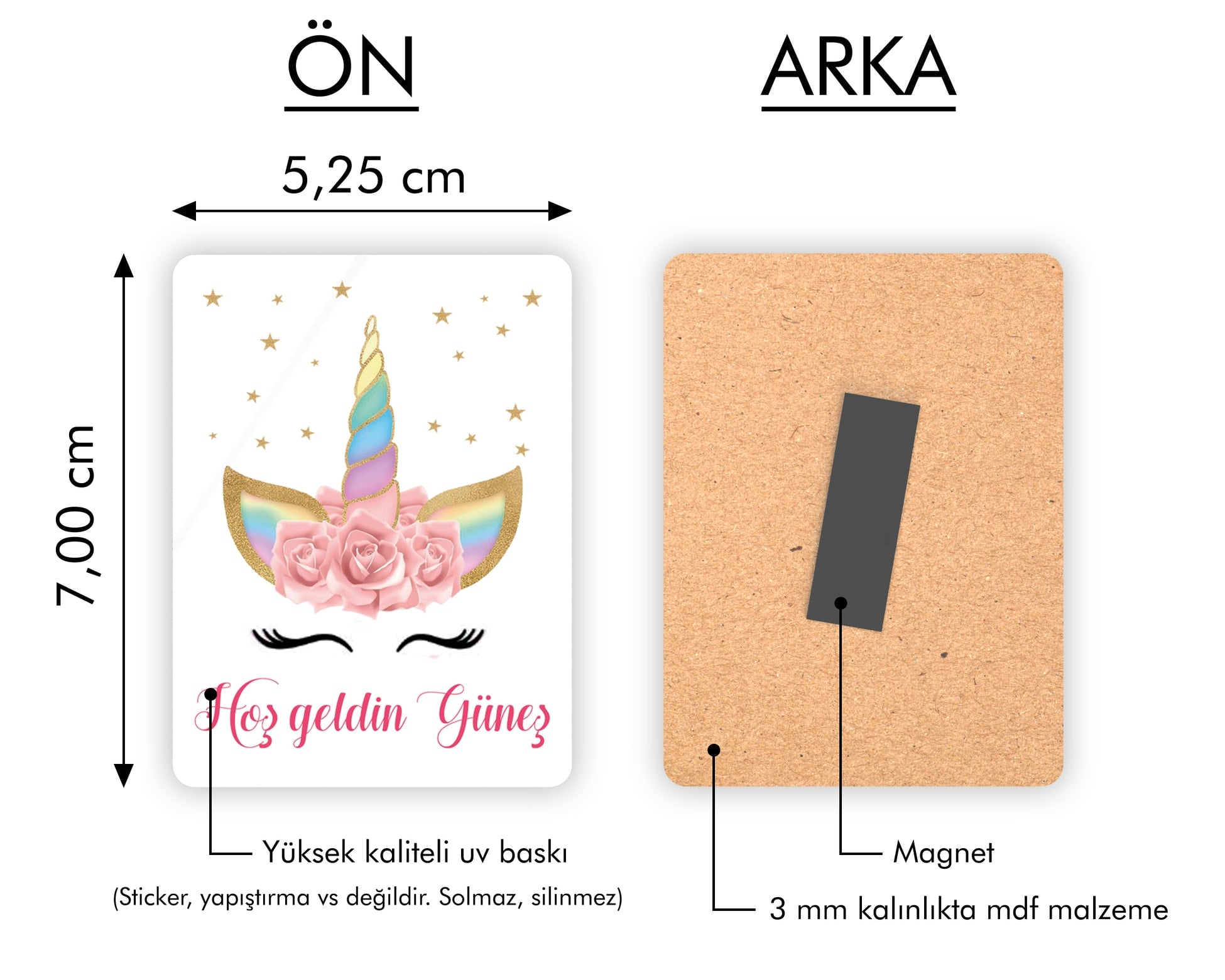 Unıcorn Desenli Ahşap Magnet