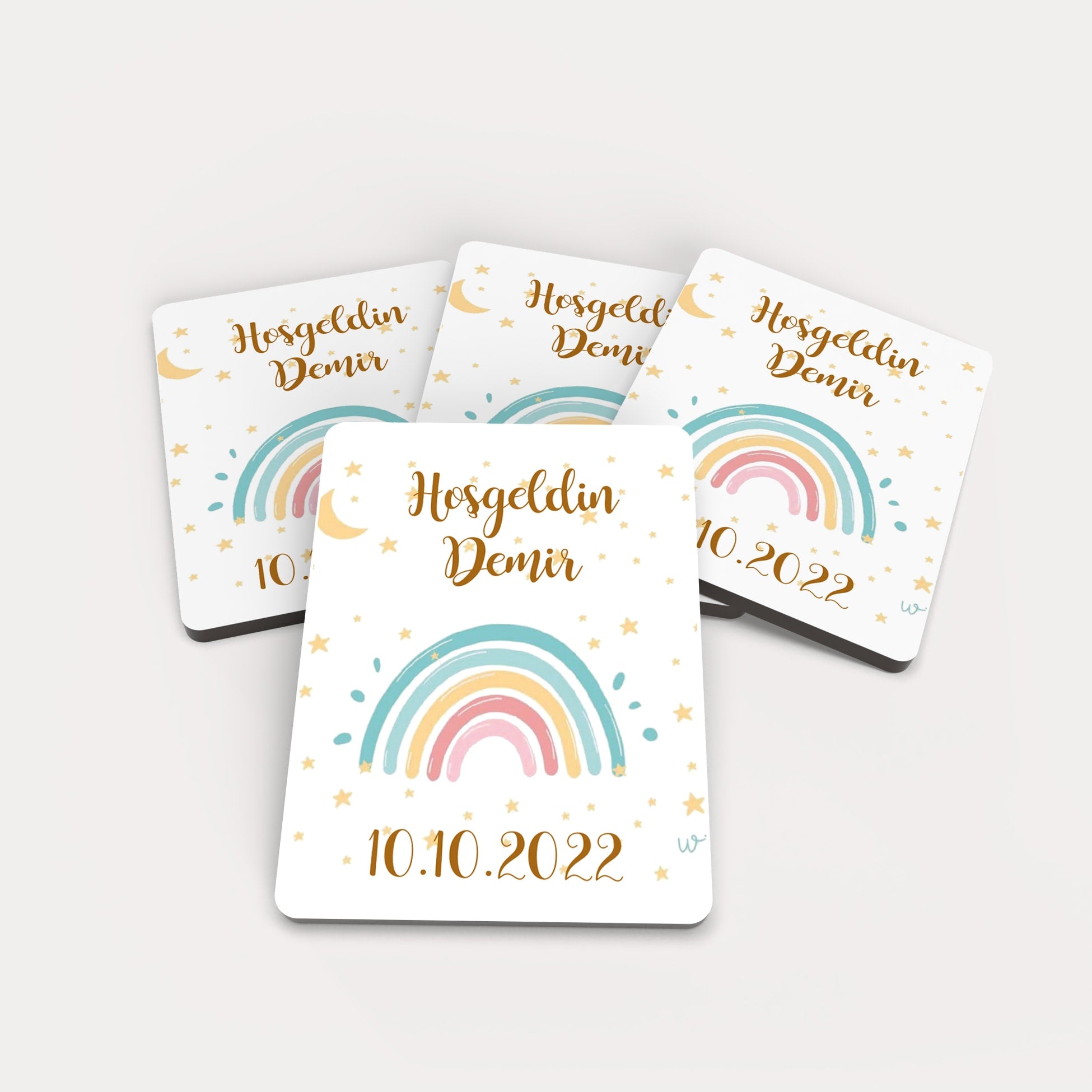 Gökkuşağı Desenli Ahşap Magnet