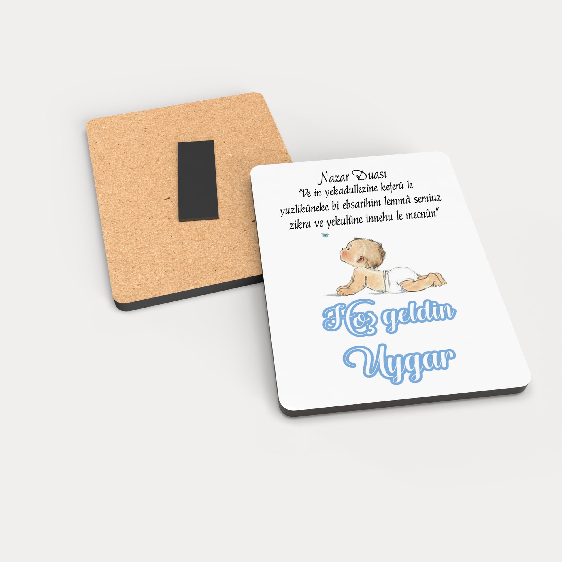 Erkek Bebek Desenli Ahşap Magnet