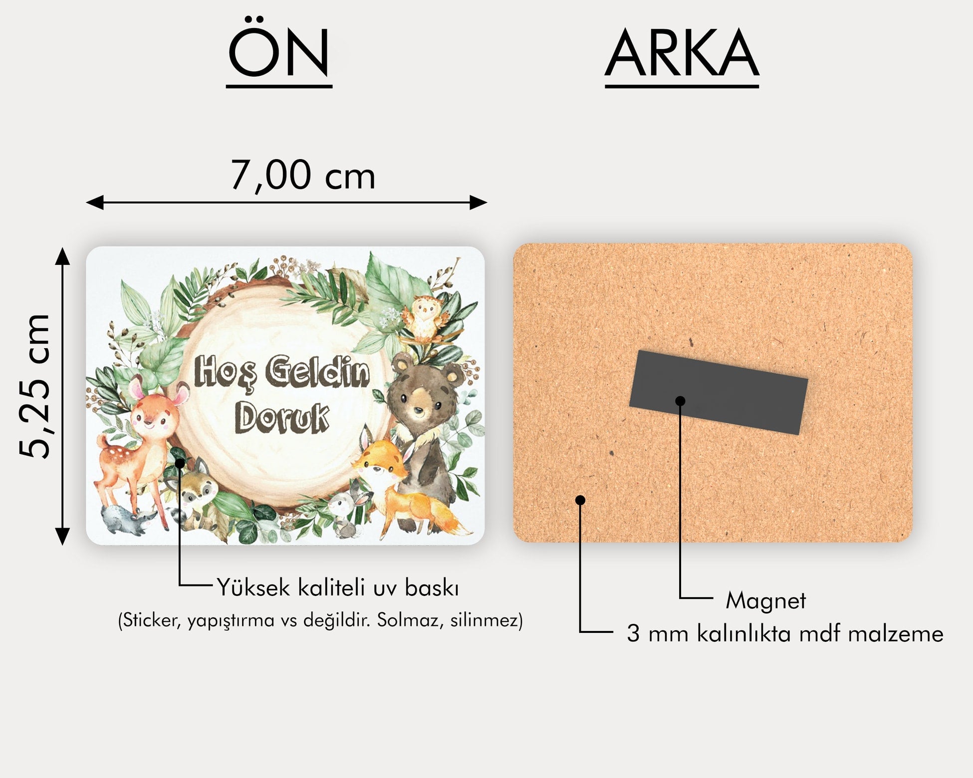 Safari Temalı Ahşap Magnet