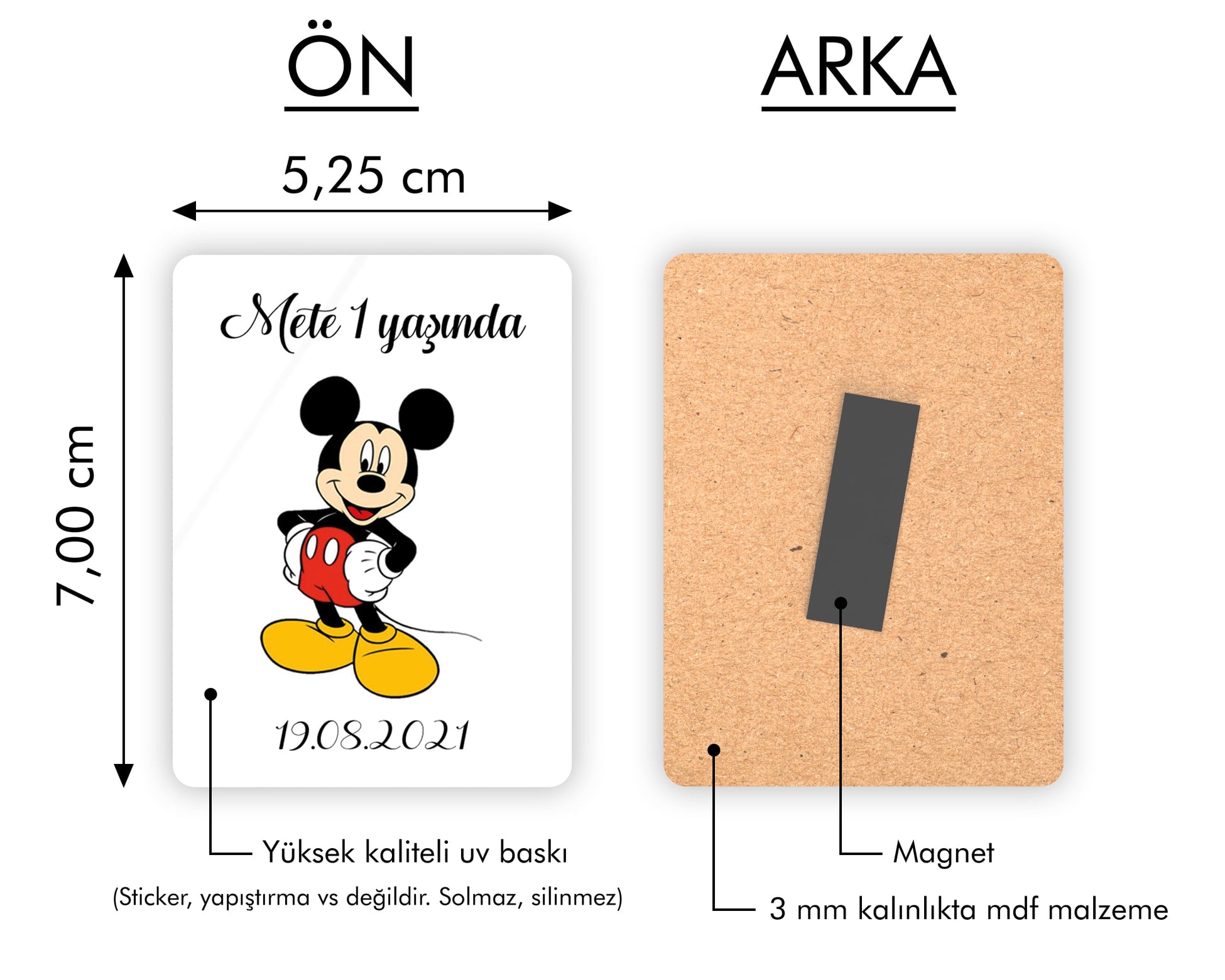 Mickey Mouse Temalı Ahşap Magnet