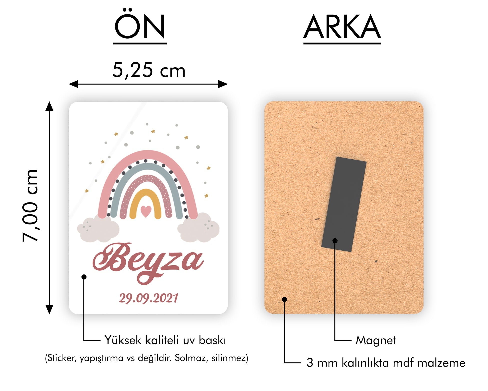 Gökkuşağı Desenli Ahşap Magnet