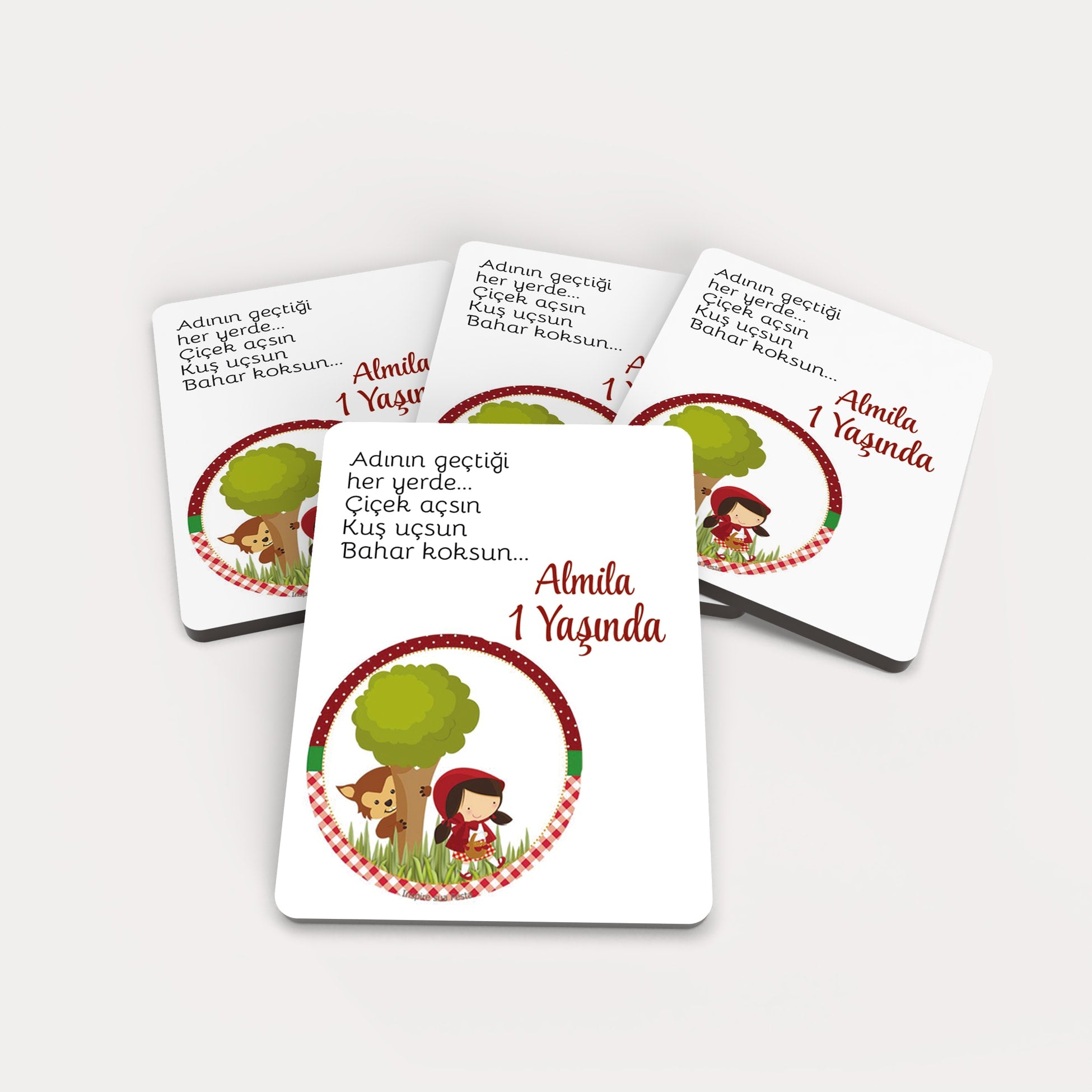 Kırmızı Başlıklı Kız Desenli Ahşap Magnet