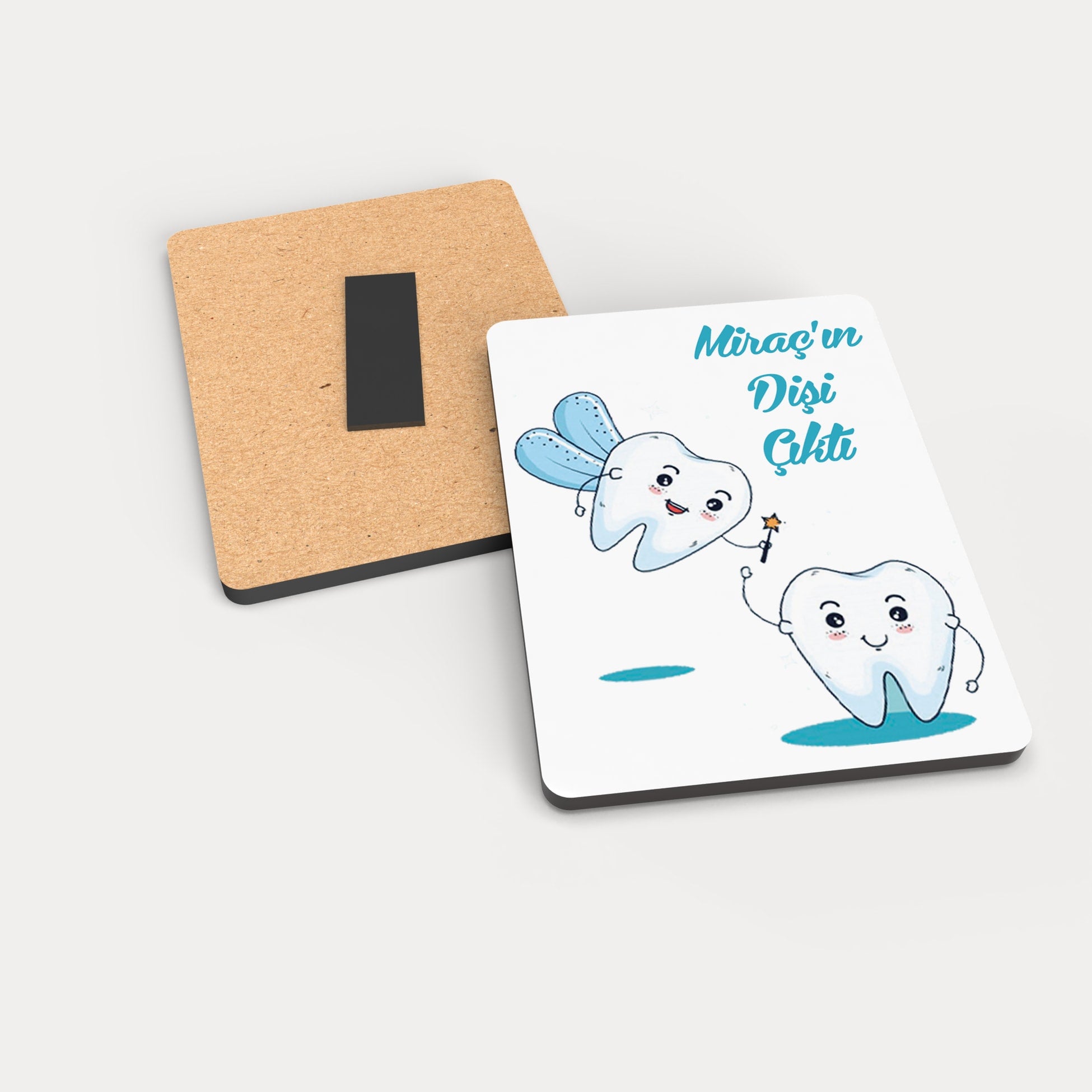 Erkek Bebek Diş Perisi Desenli Ahşap Magnet