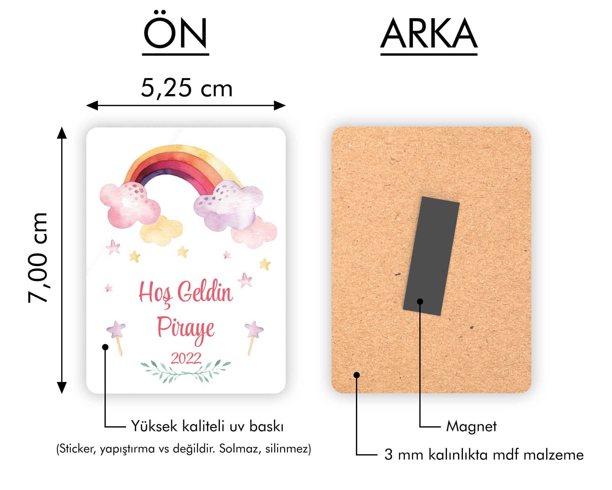 Gökkuşağı Desenli Ahşap Magnet