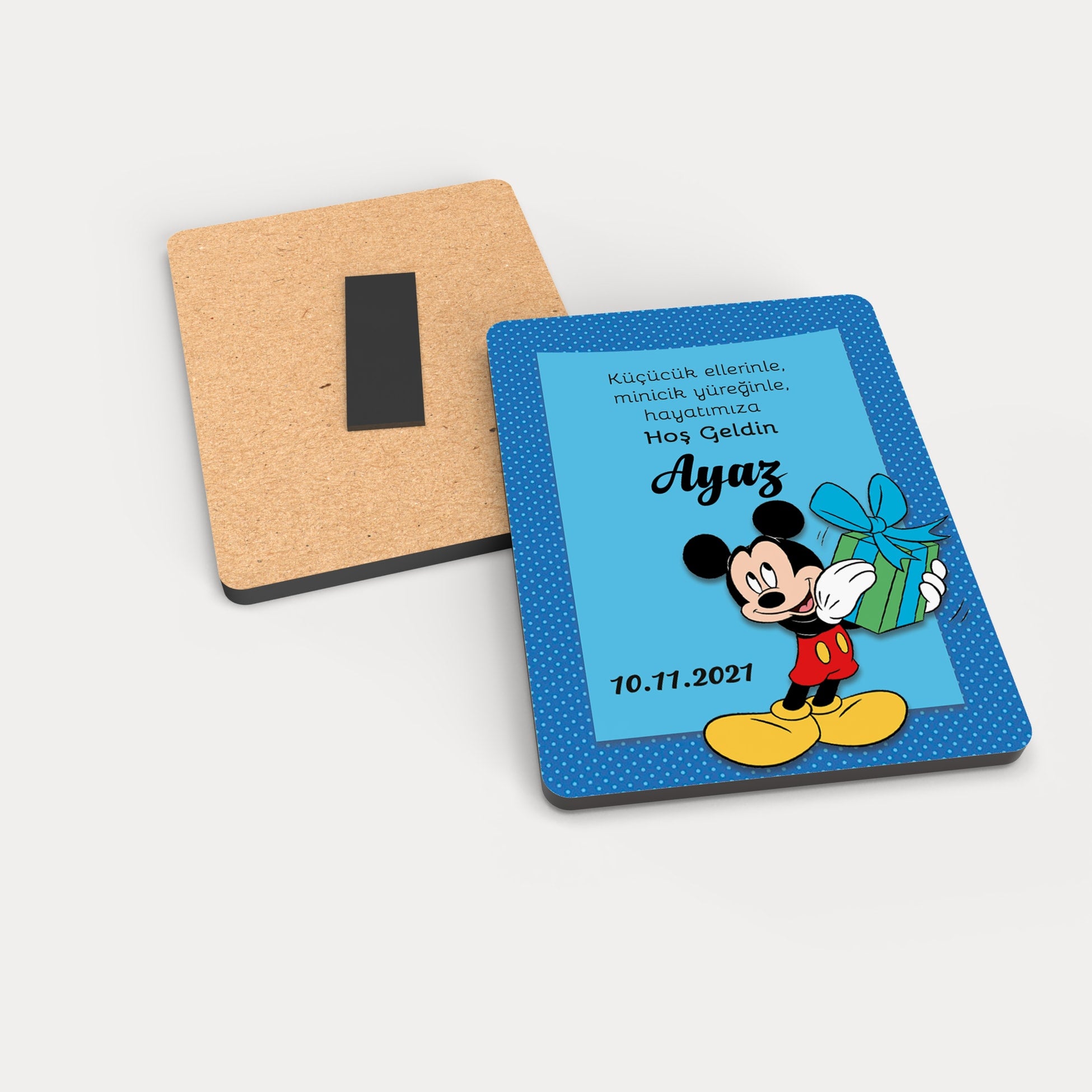 Mickey Mouse Desenli Ahşap Magnet