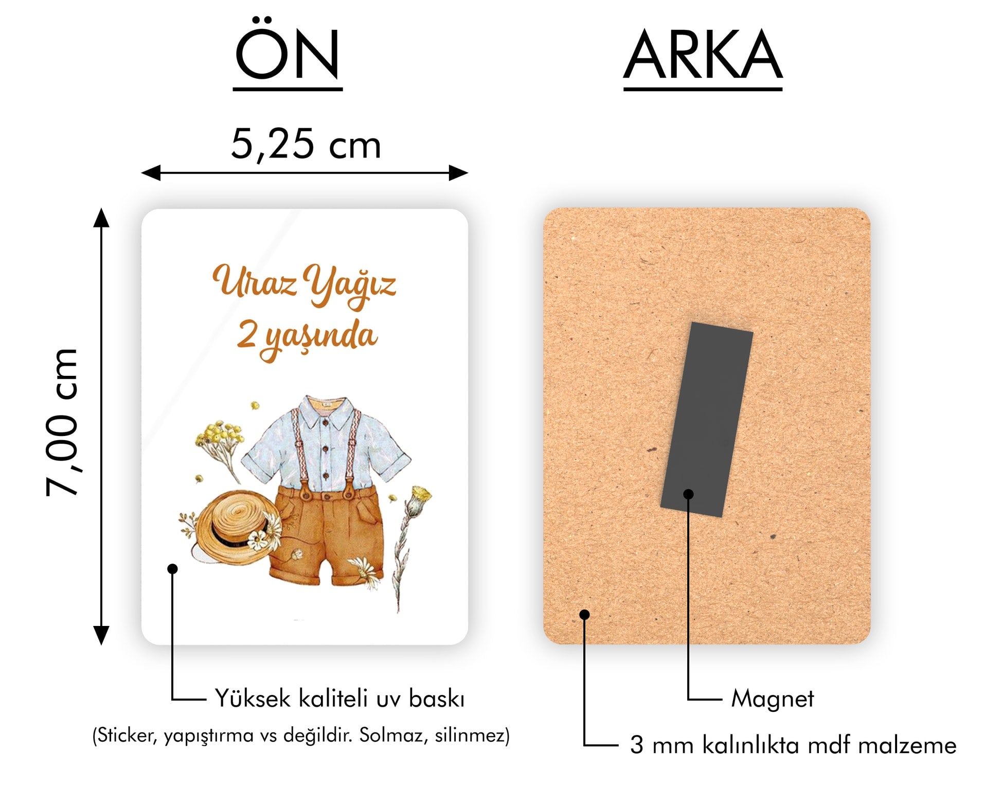 Erkek Bebek Temalı Ahşap Magnet