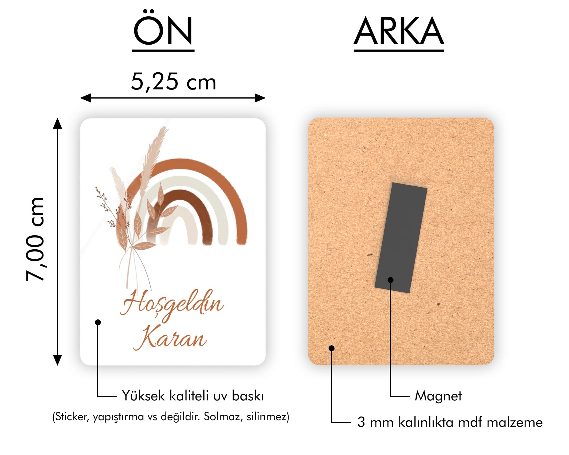 Gökkuşağı Desenli Ahşap Magnet