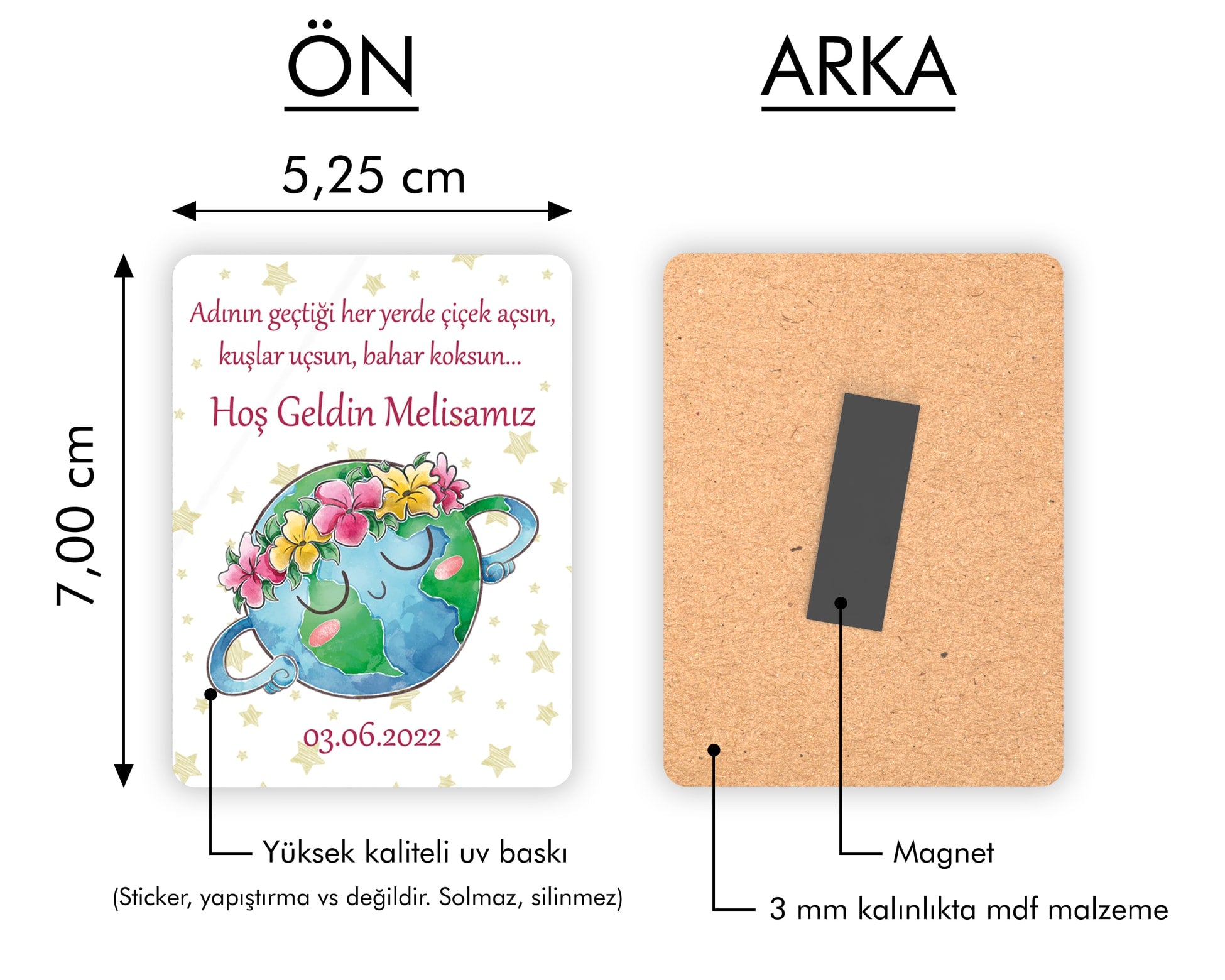 Dünya Temalı Ahşap Magnet