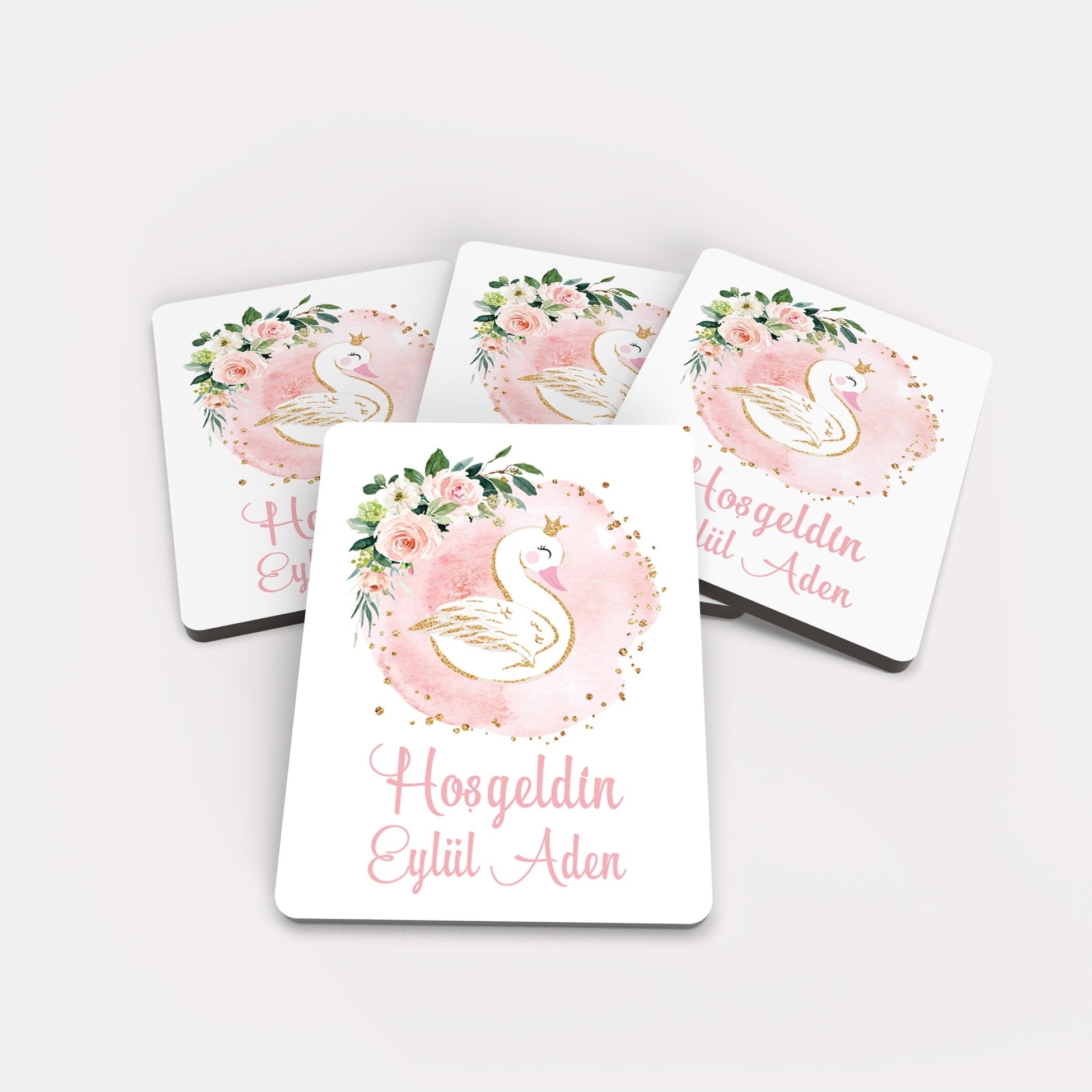 Kuğu Desenli Ahşap Magnet
