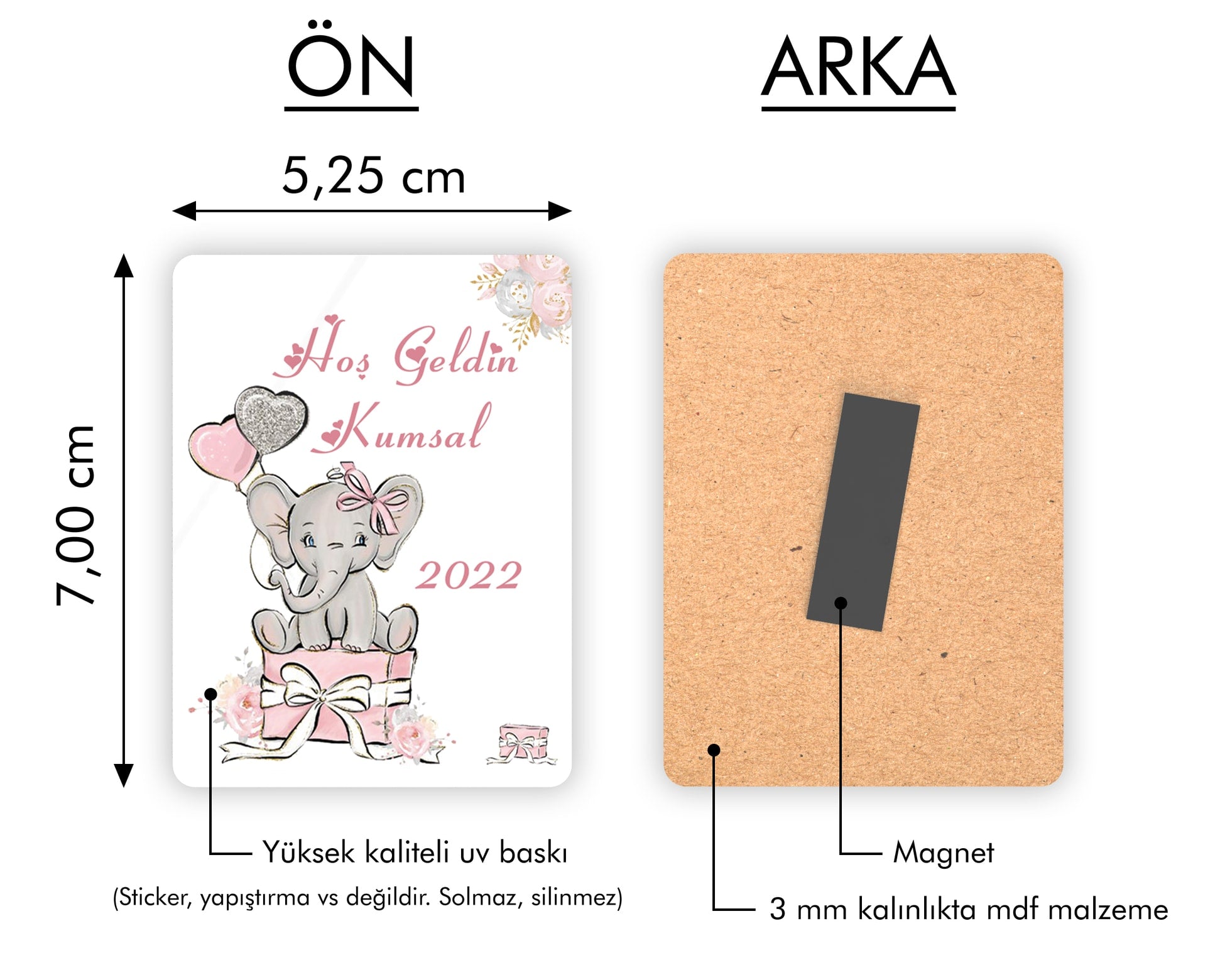 Fil Desenli Ahşap Magnet