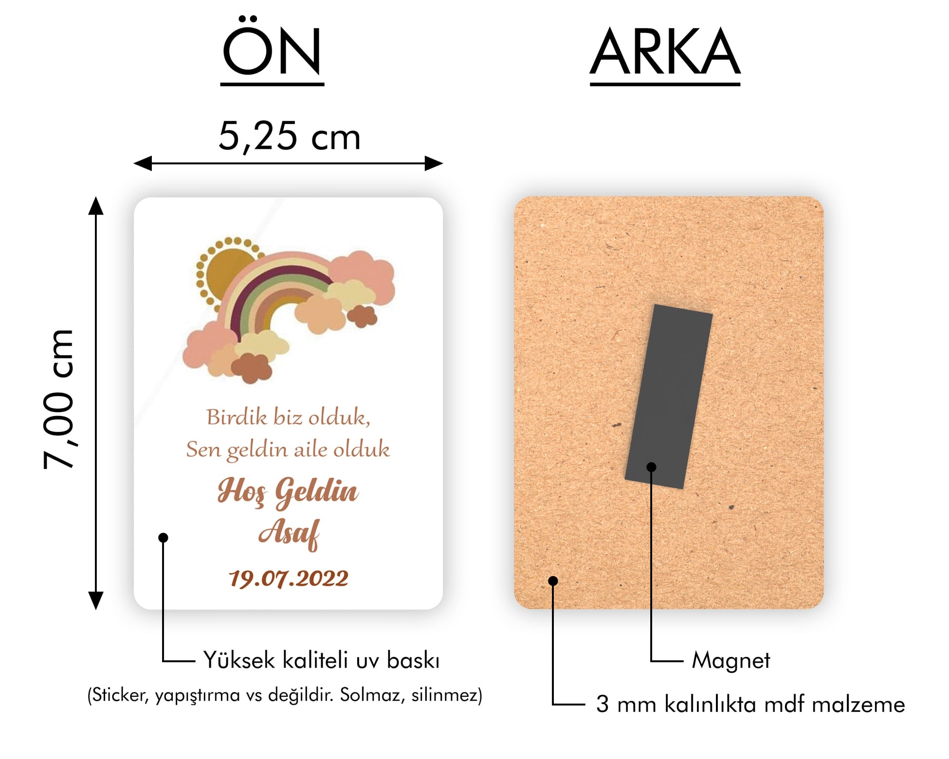 Gökkuşağı Desenli Ahşap Magnet