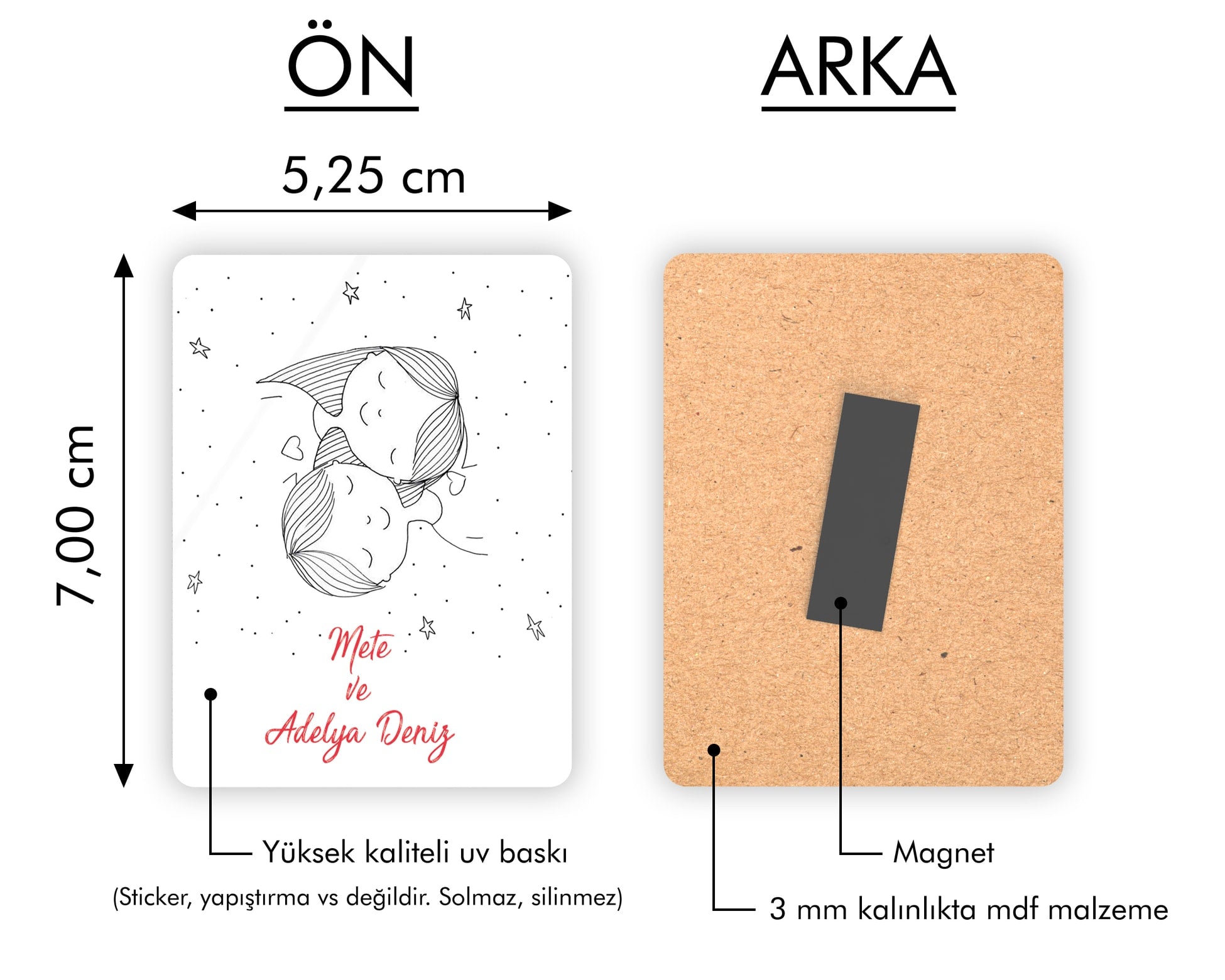 İkiz Bebek Temalı Ahşap Magnet