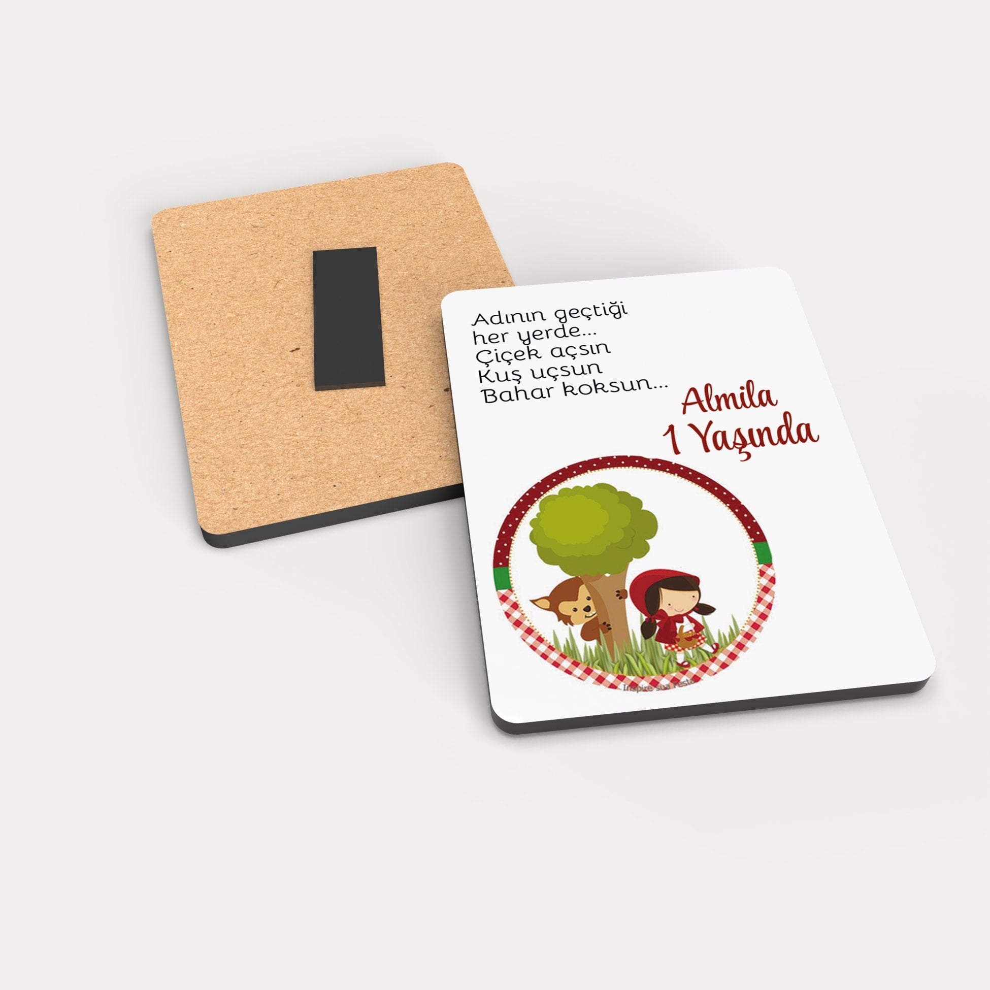 Kırmızı Başlıklı Kız Desenli Ahşap Magnet
