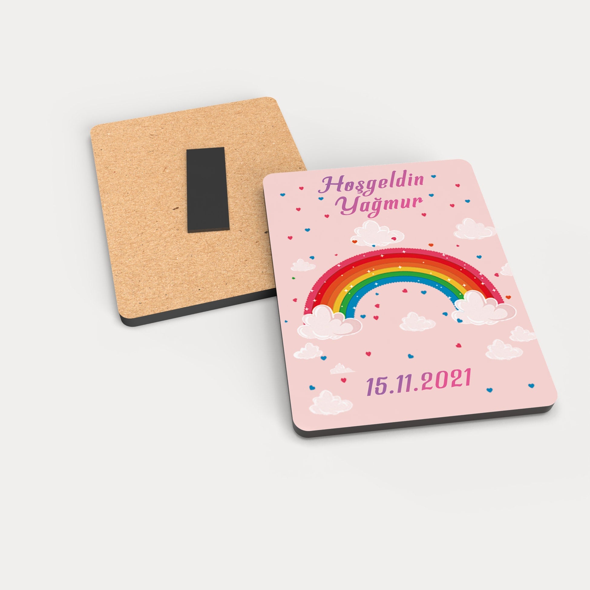 Gökkuşağı Desenli Ahşap Magnet