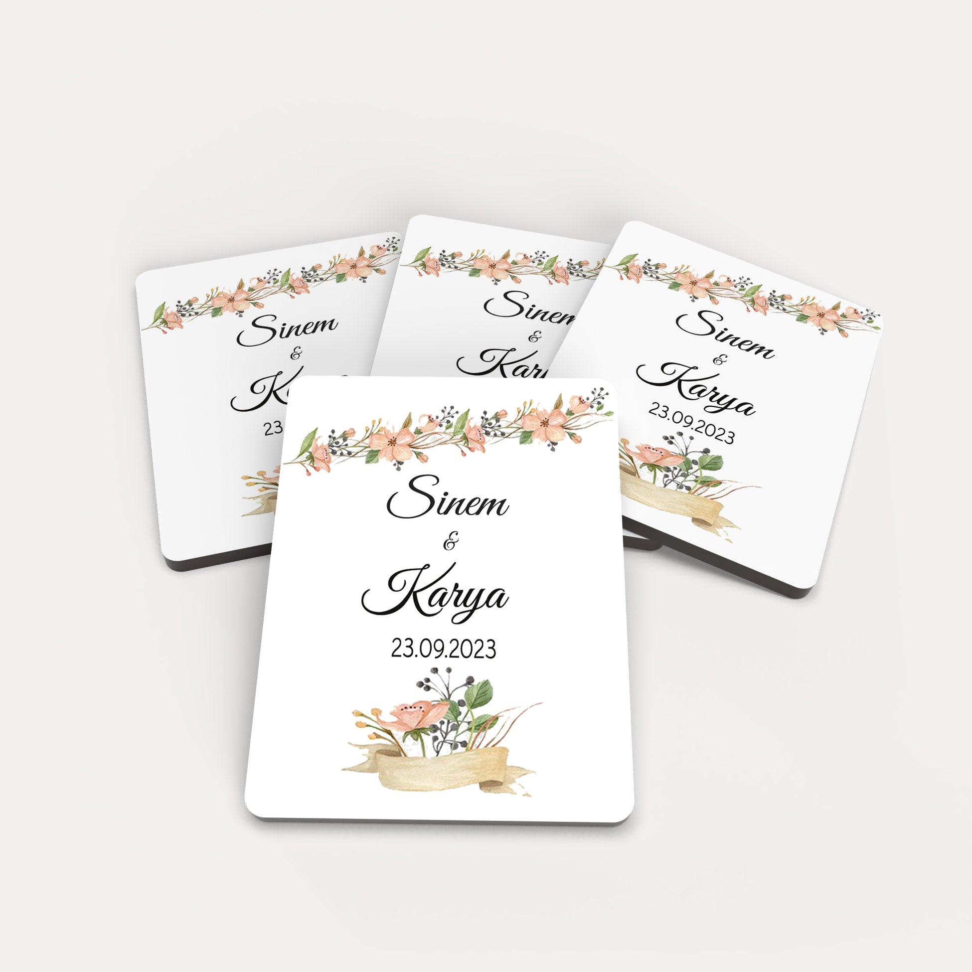 Renkli Çiçek Desenli Ahşap Magnet
