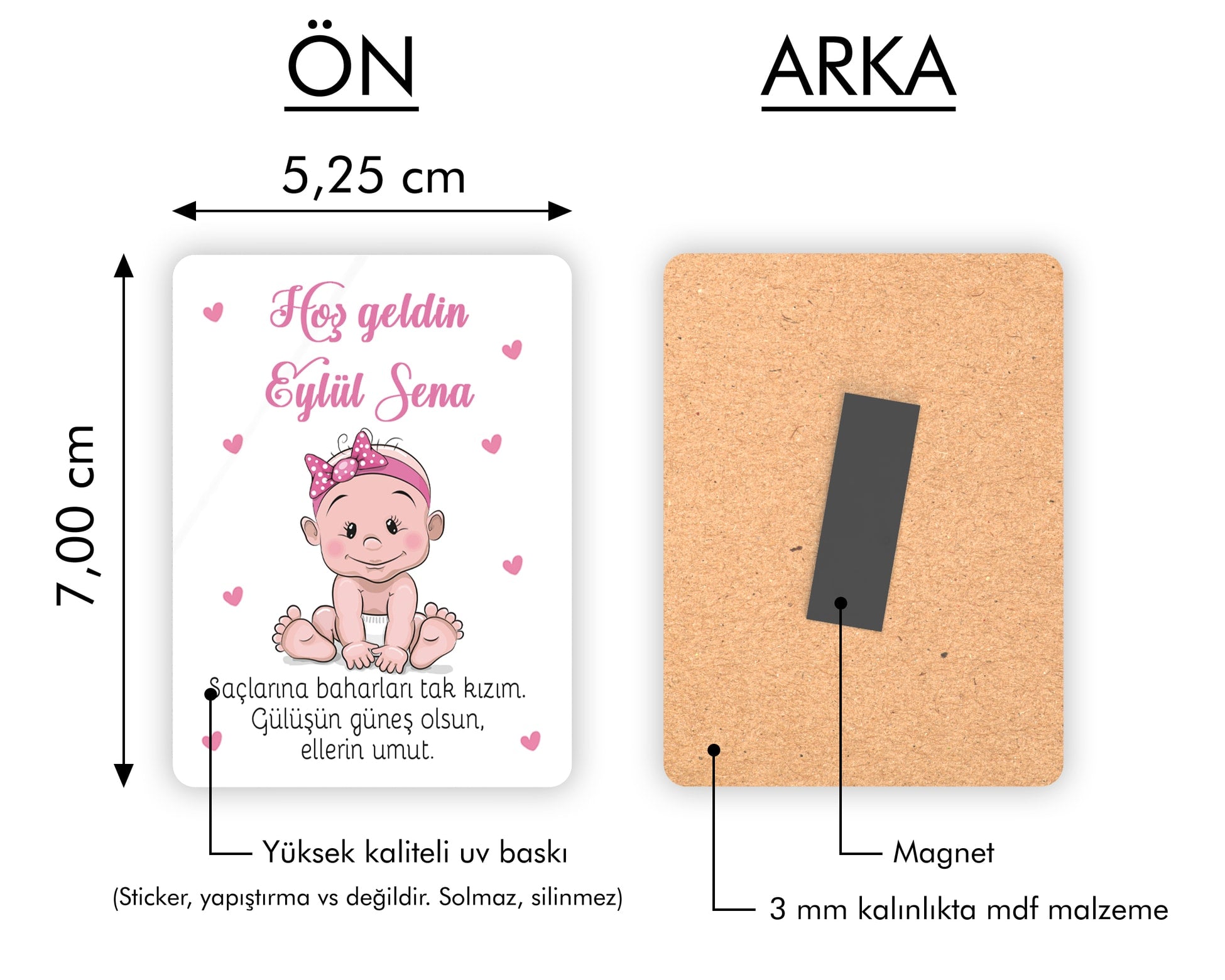 Kız Bebek Temalı Ahşap Magnet