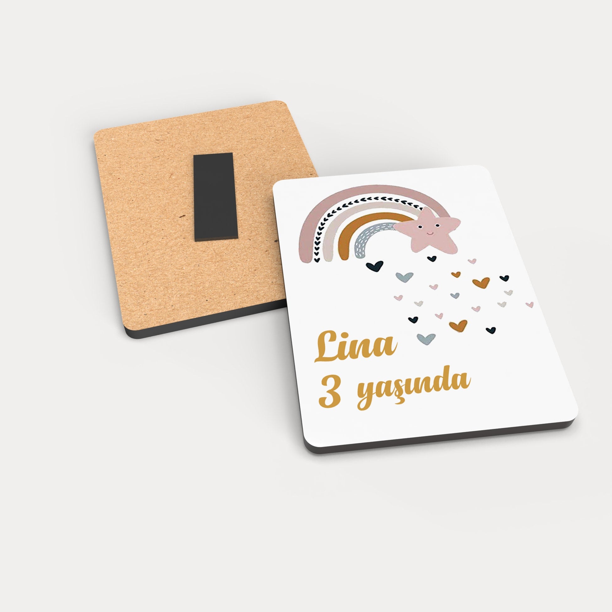 Gökkuşağı Desenli Ahşap Magnet