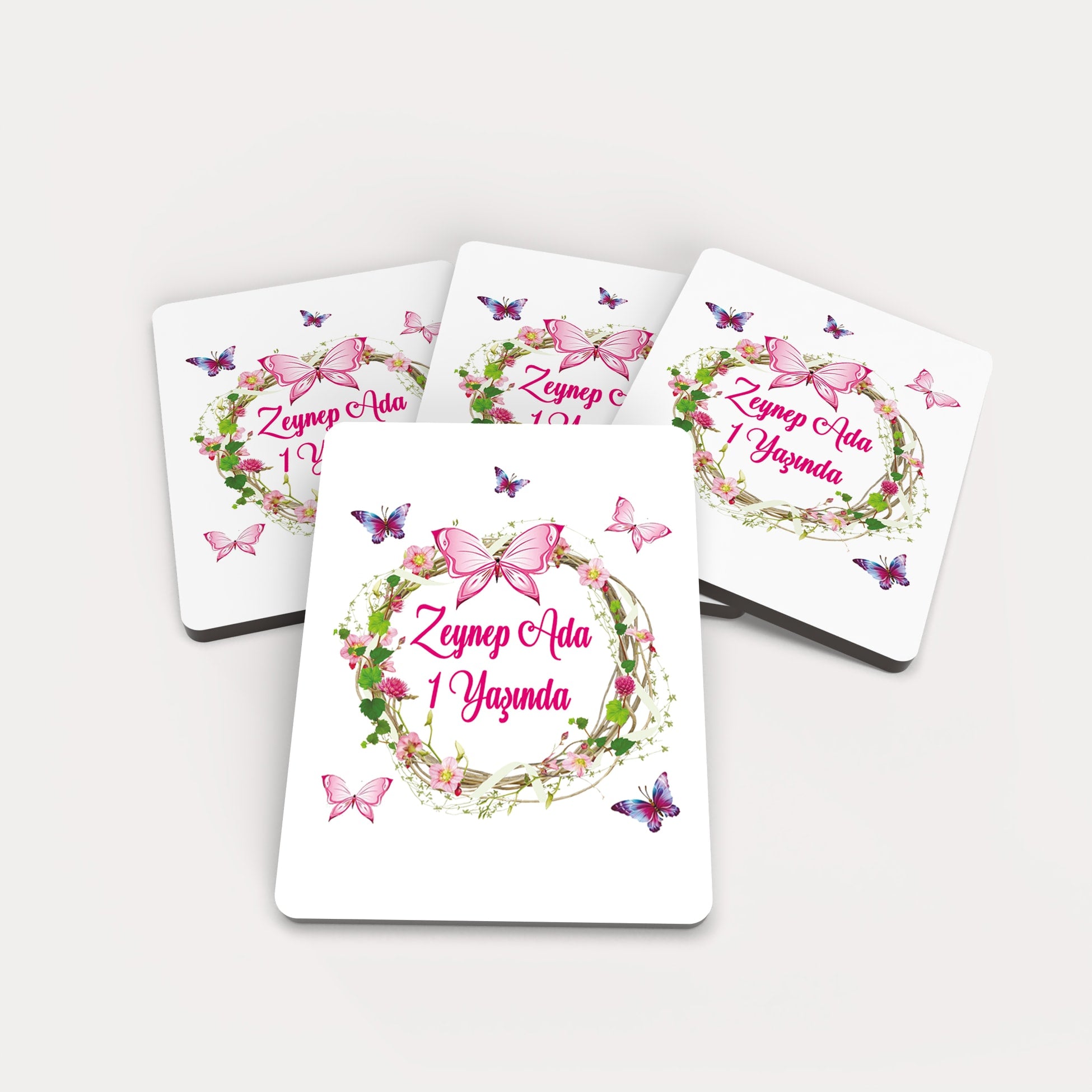 Kelebek Desenli Ahşap Magnet