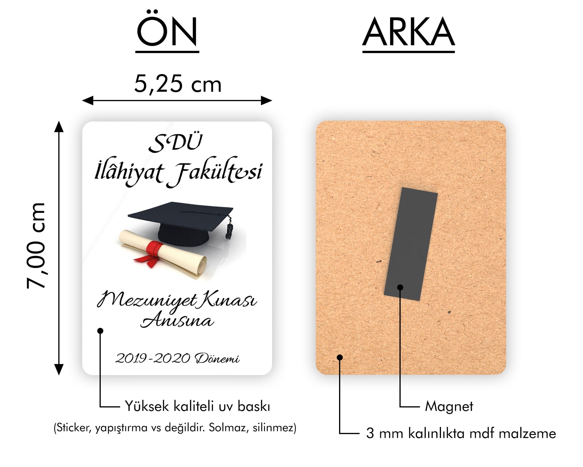 Mezuniyet Temalı Ahşap Magnet