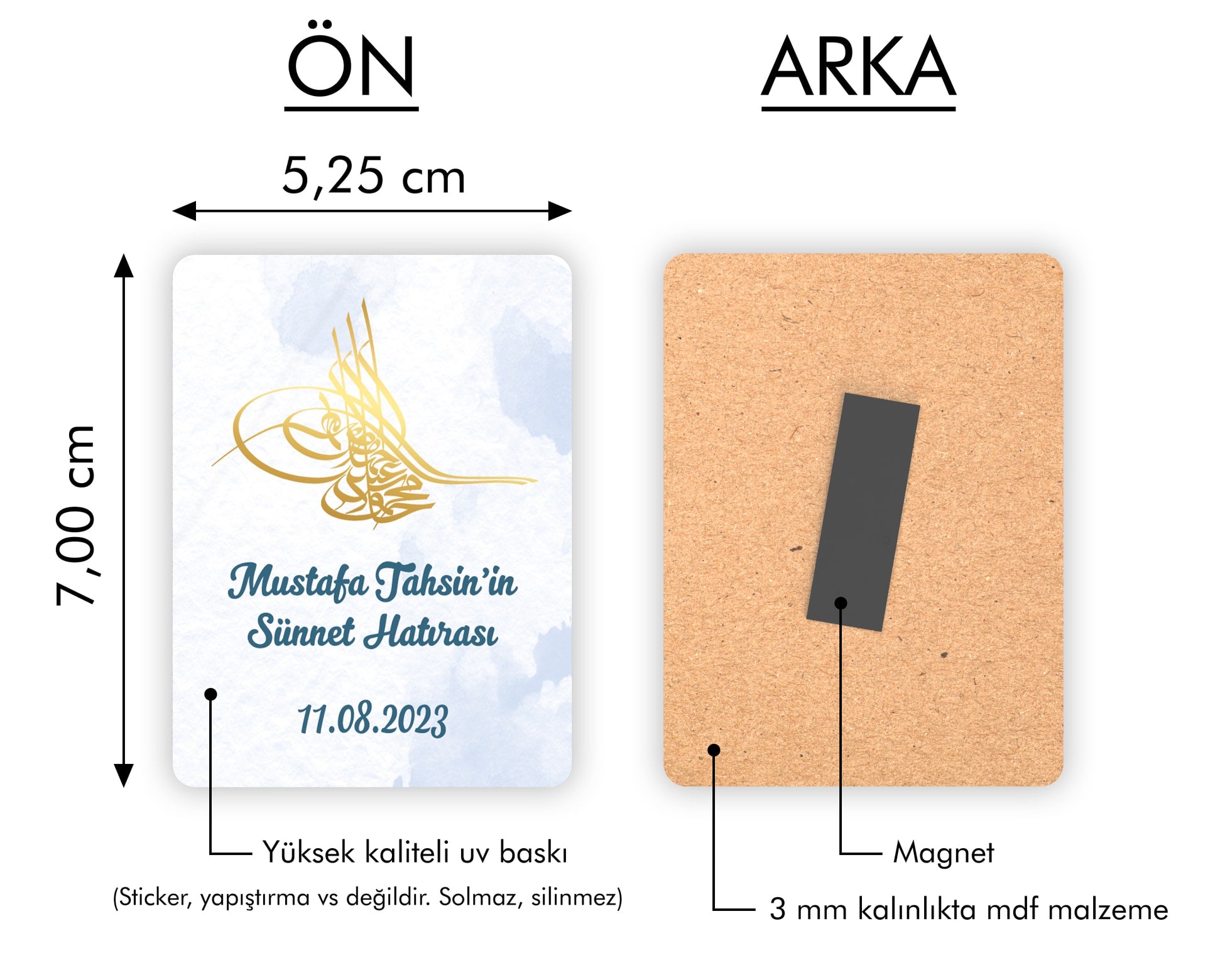 Tuğra Desenli Ahşap Magnet