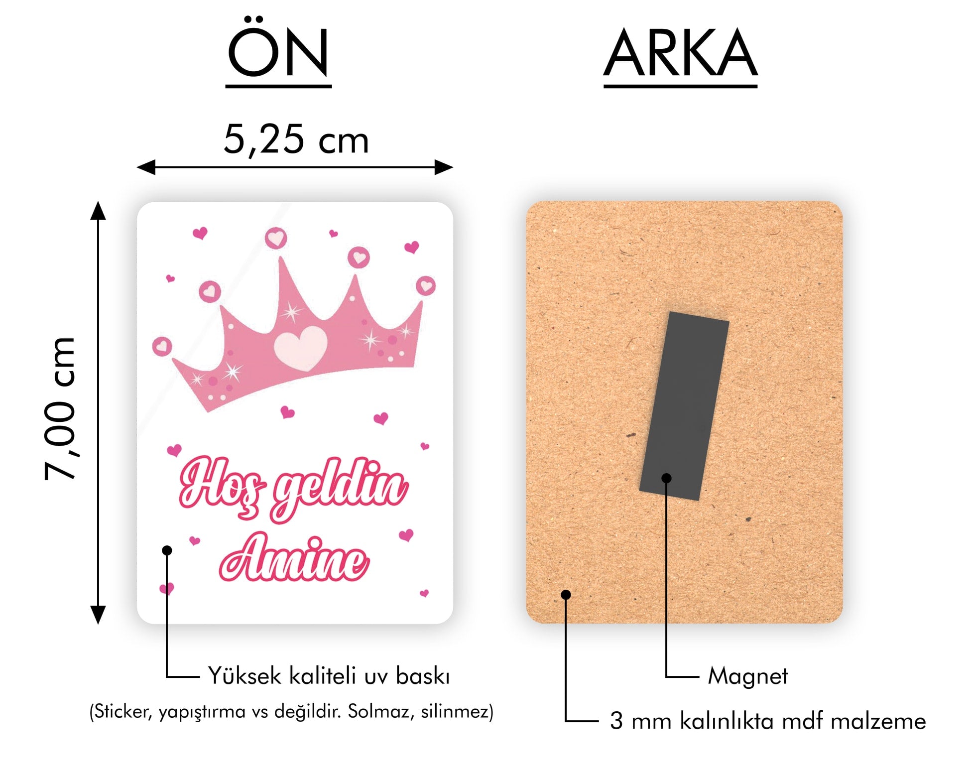 Prenses Taç Temalı Ahşap Magnet