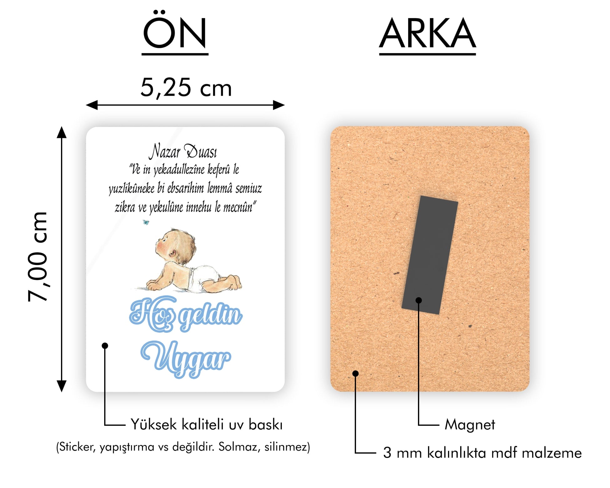 Erkek Bebek Desenli Ahşap Magnet