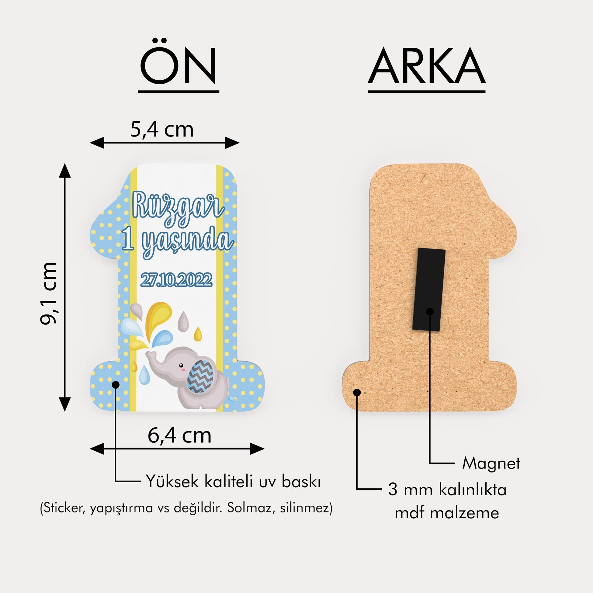 Fil Temalı Ahşap Magnet