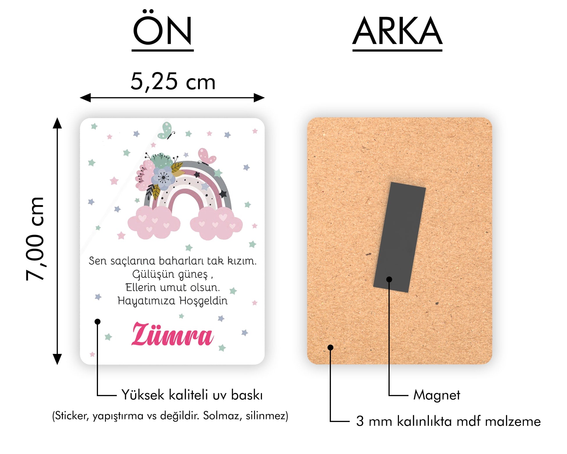 Gökkuşağı Desenli Ahşap Magnet