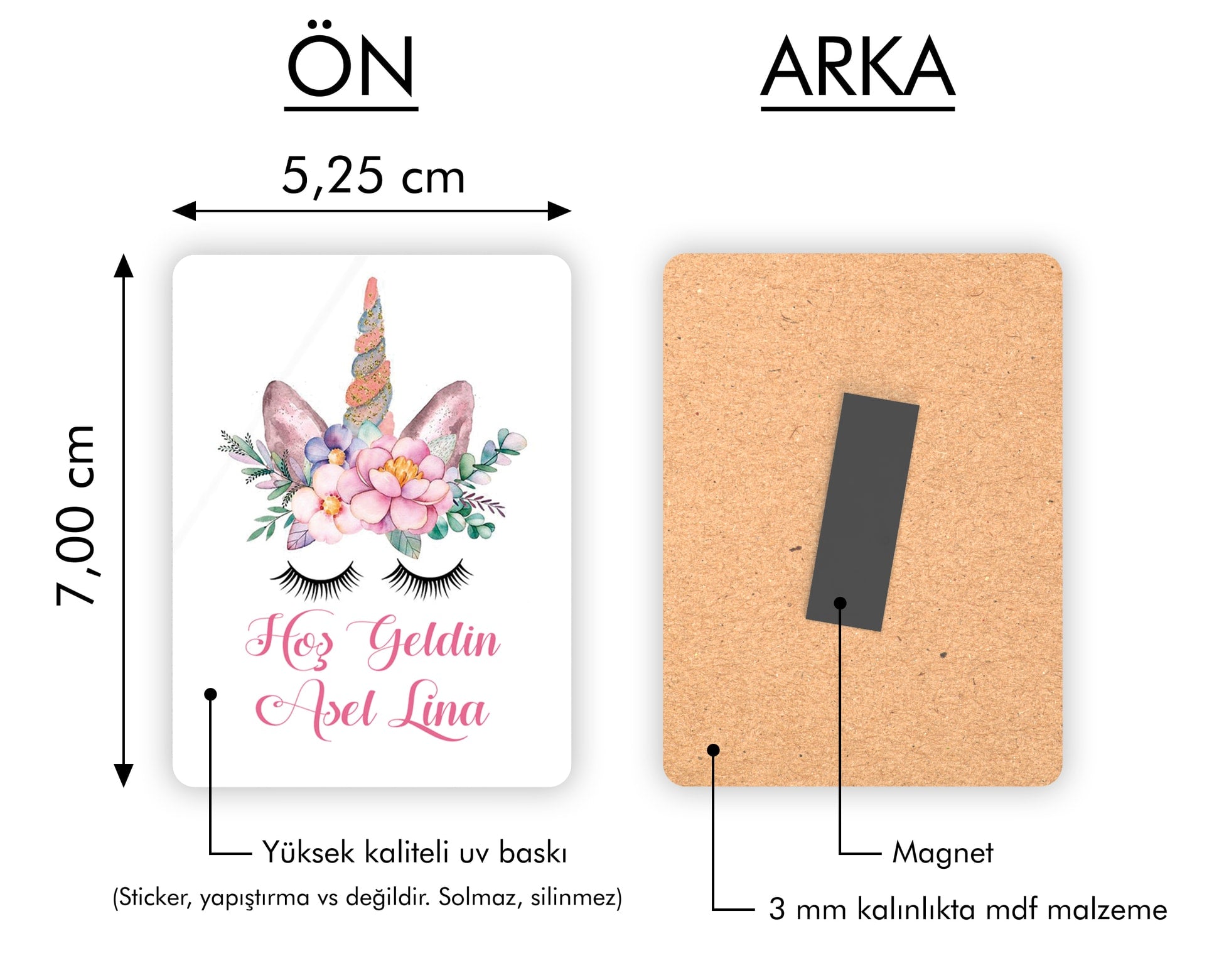 Unıcorn Desenli Ahşap Magnet