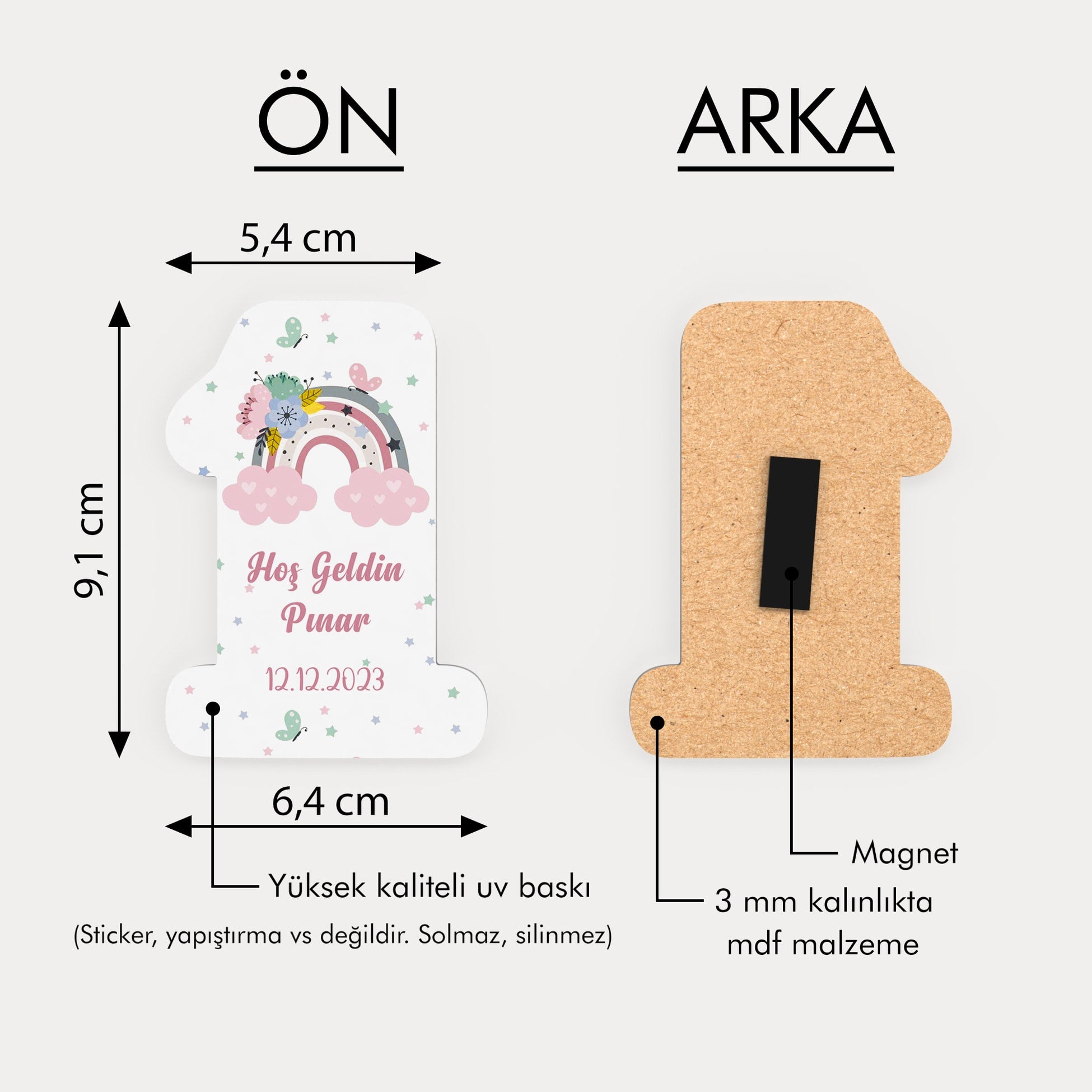 Gökkuşağı Desenli Ahşap Magnet