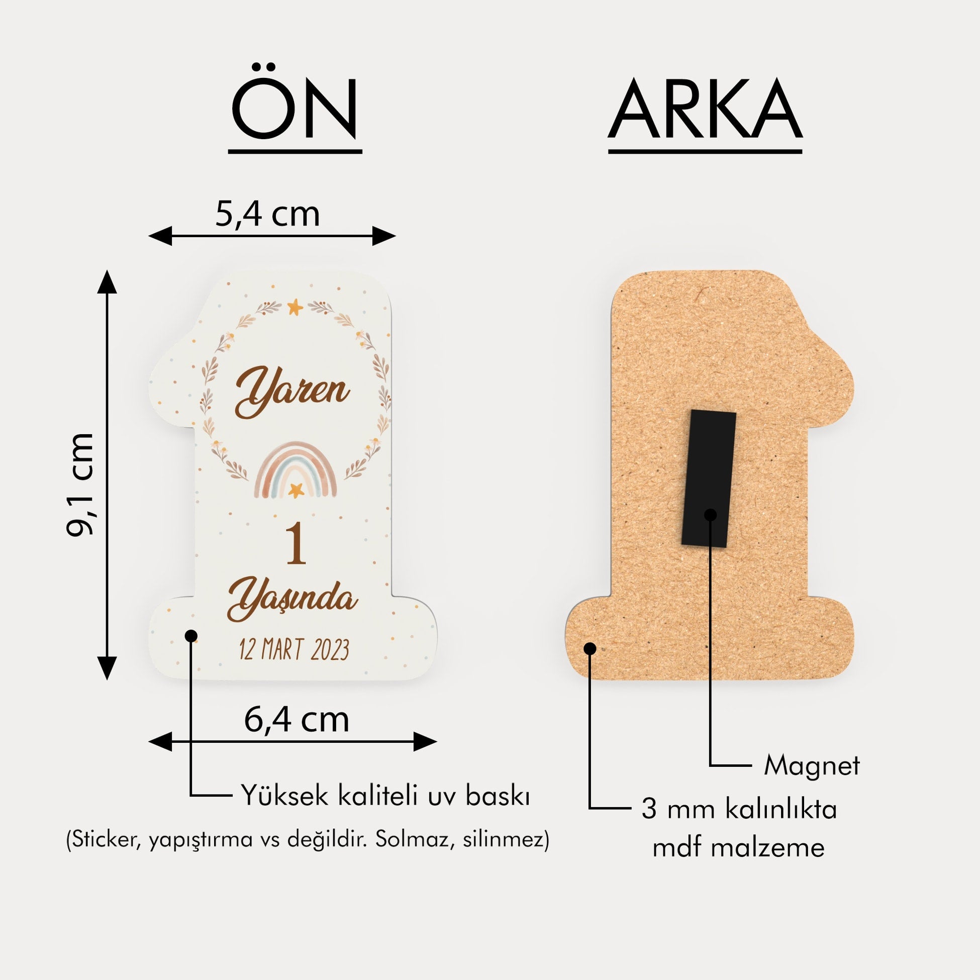 Gökkuşağı Temalı Ahşap Magnet