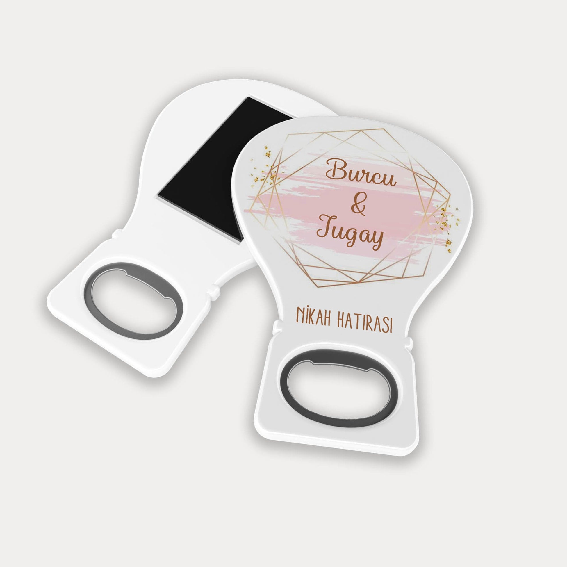Pembe Gold Çelenk Desenli Balon Açacak Magnet
