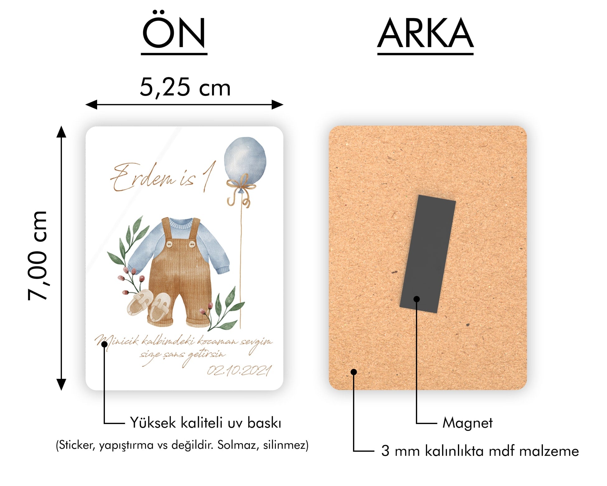Erkek Bebek Temalı Ahşap Magnet